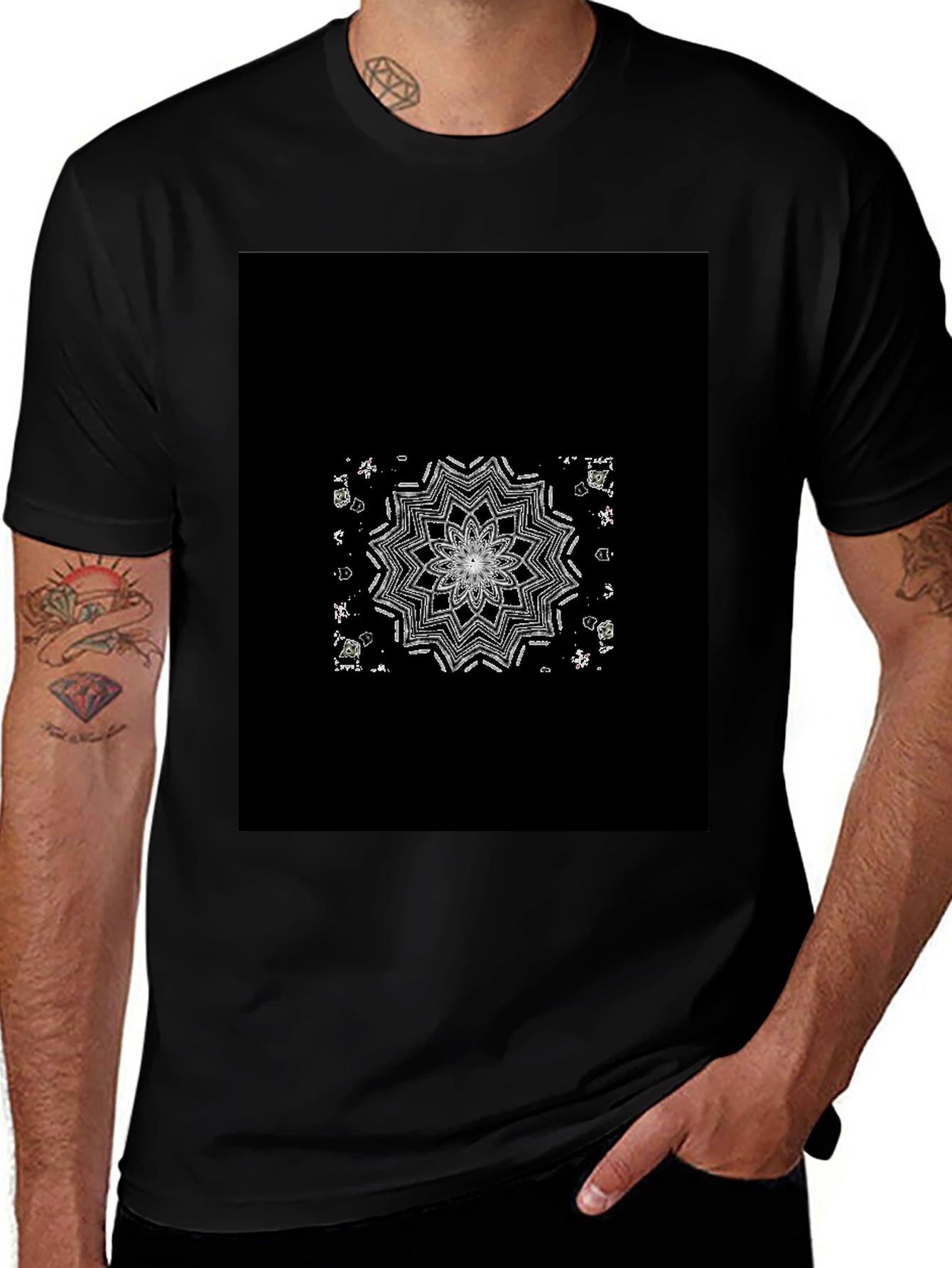 Mandala Graphic Tee - Black Cotton Blend