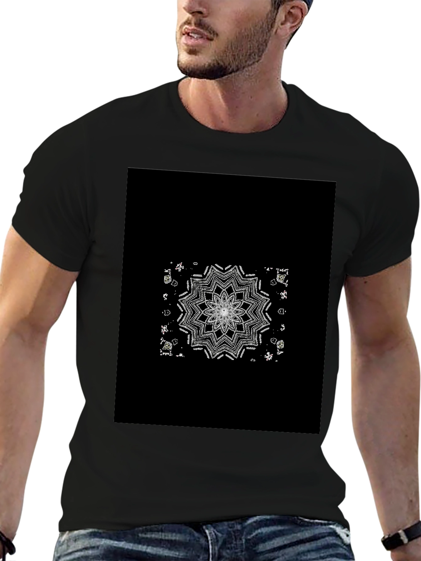 Mandala Graphic Tee - Black Cotton Blend
