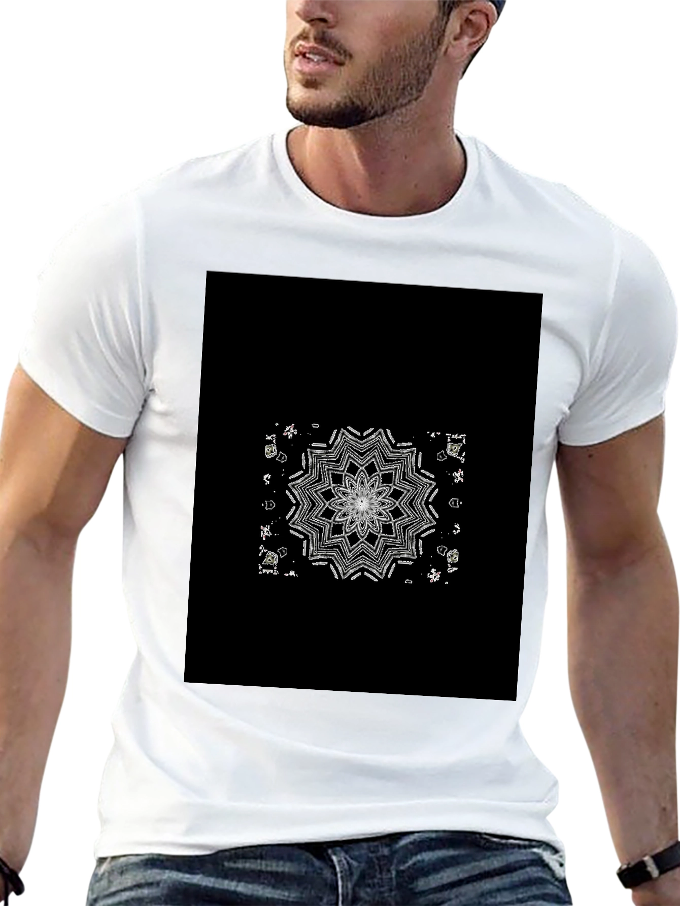 Mandala Graphic Tee - Black Cotton Blend