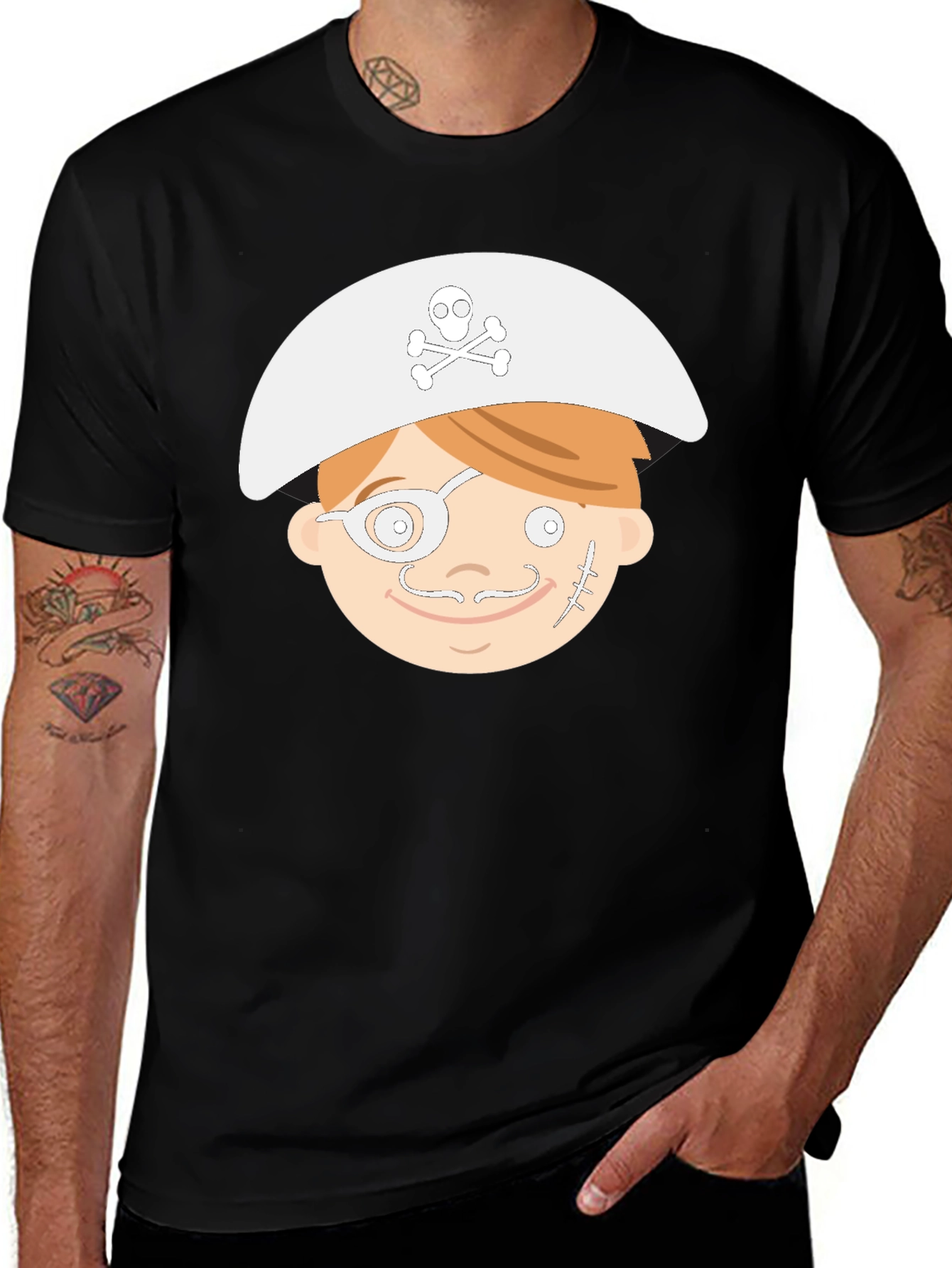 Cartoon Pirate T-Shirt - Black