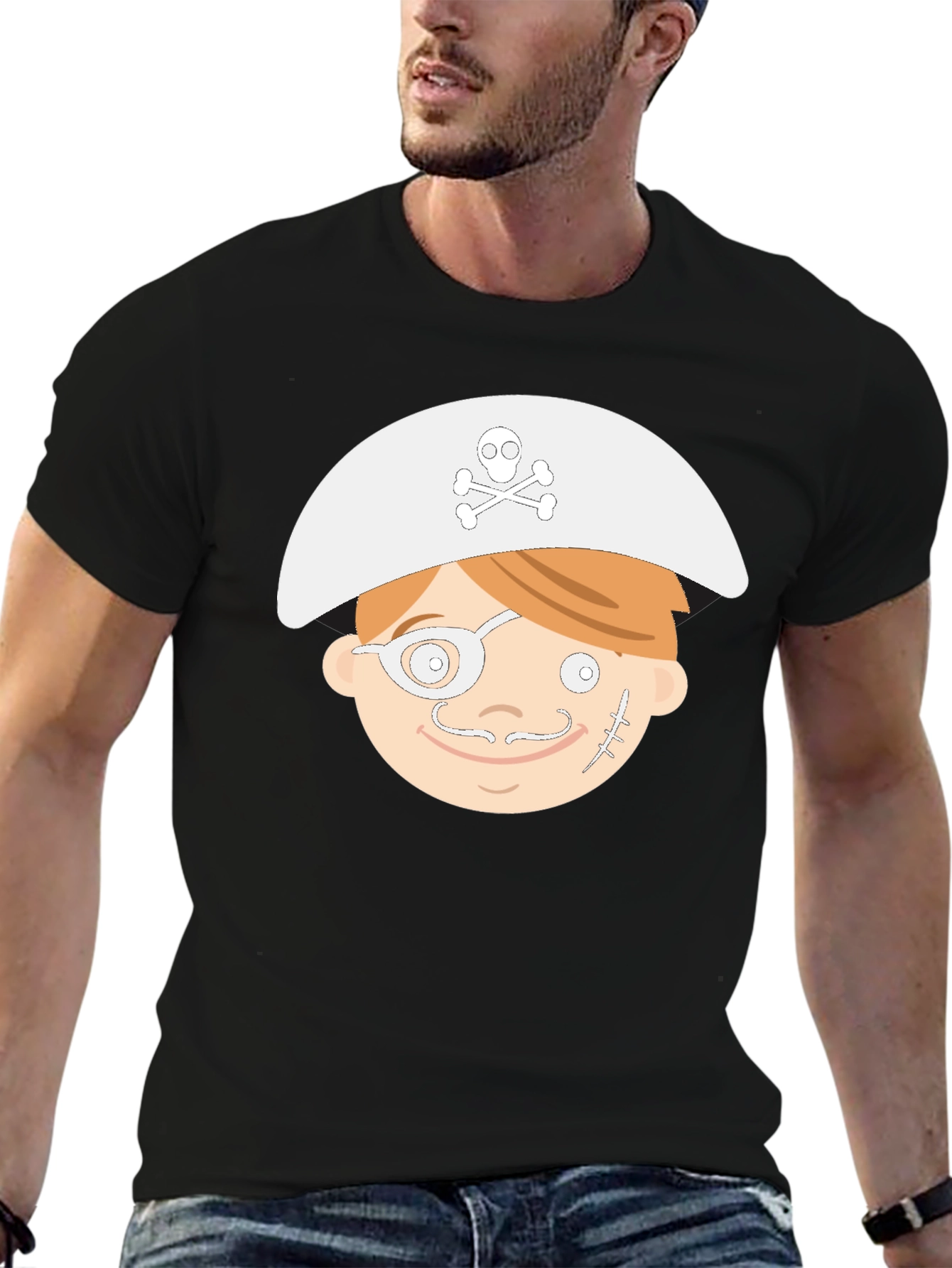 Cartoon Pirate T-Shirt - Black