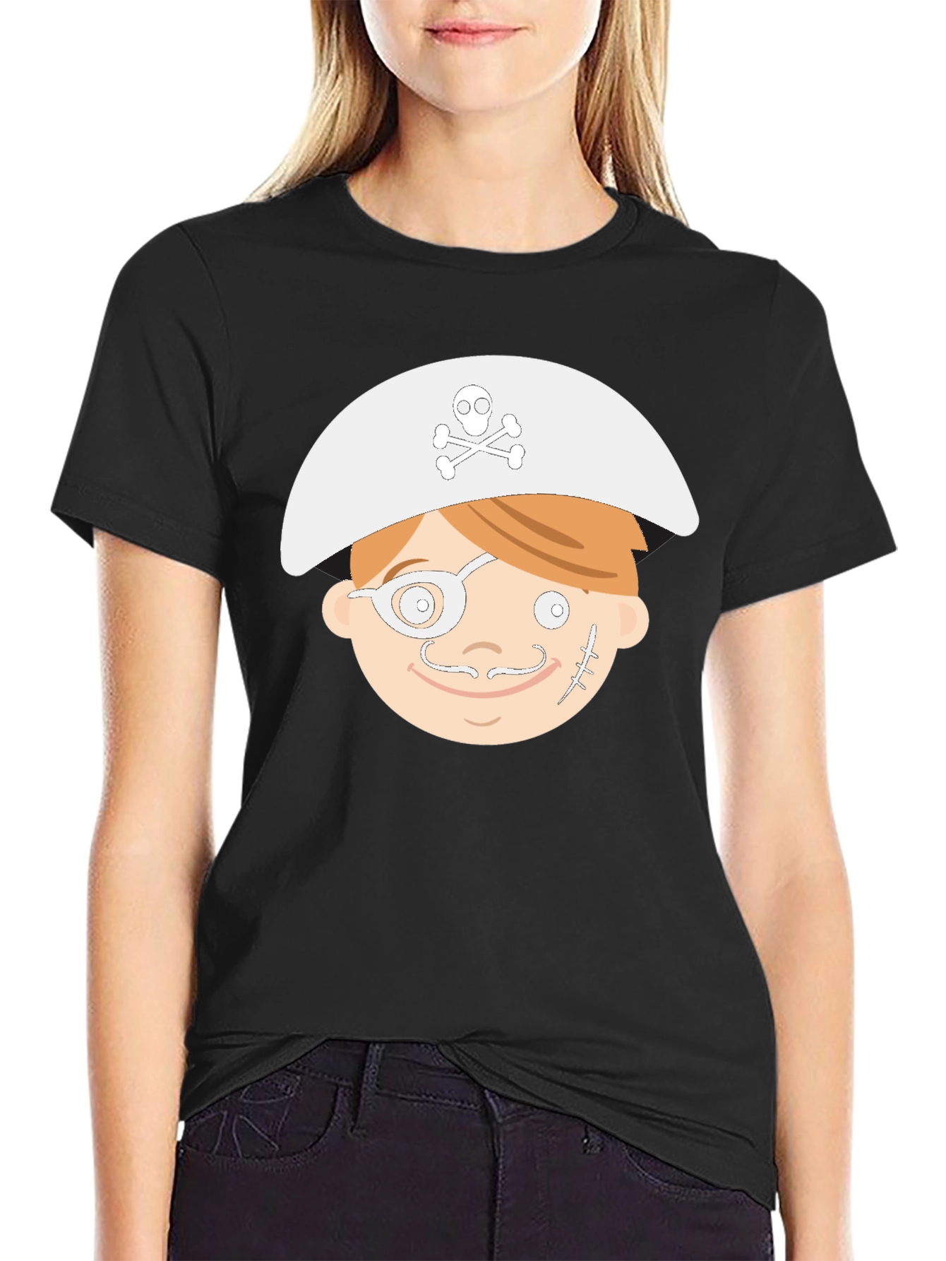 Cartoon Pirate T-Shirt - Black