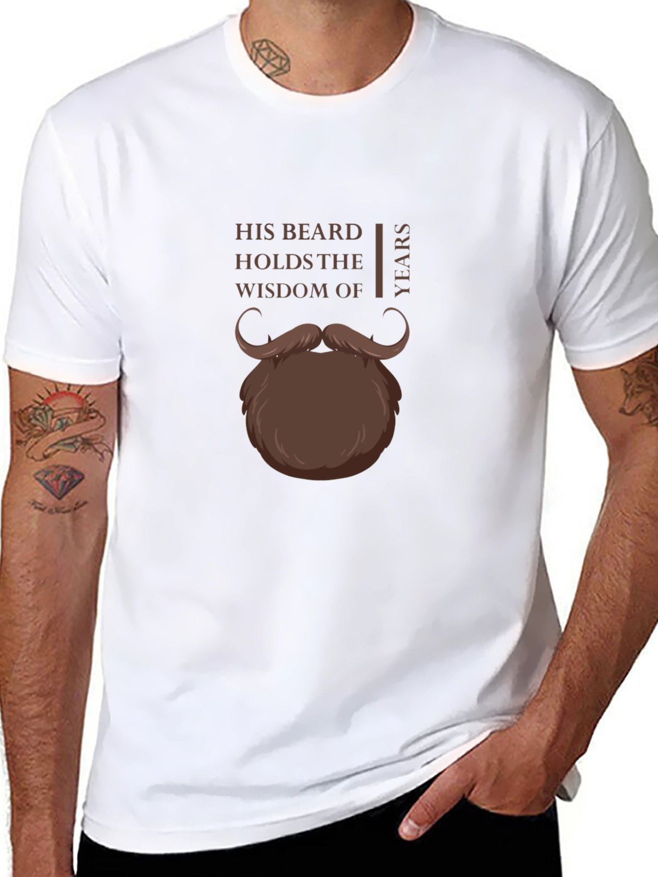 His Beard Wisdom T-Shirt - Funny Graphic Tee