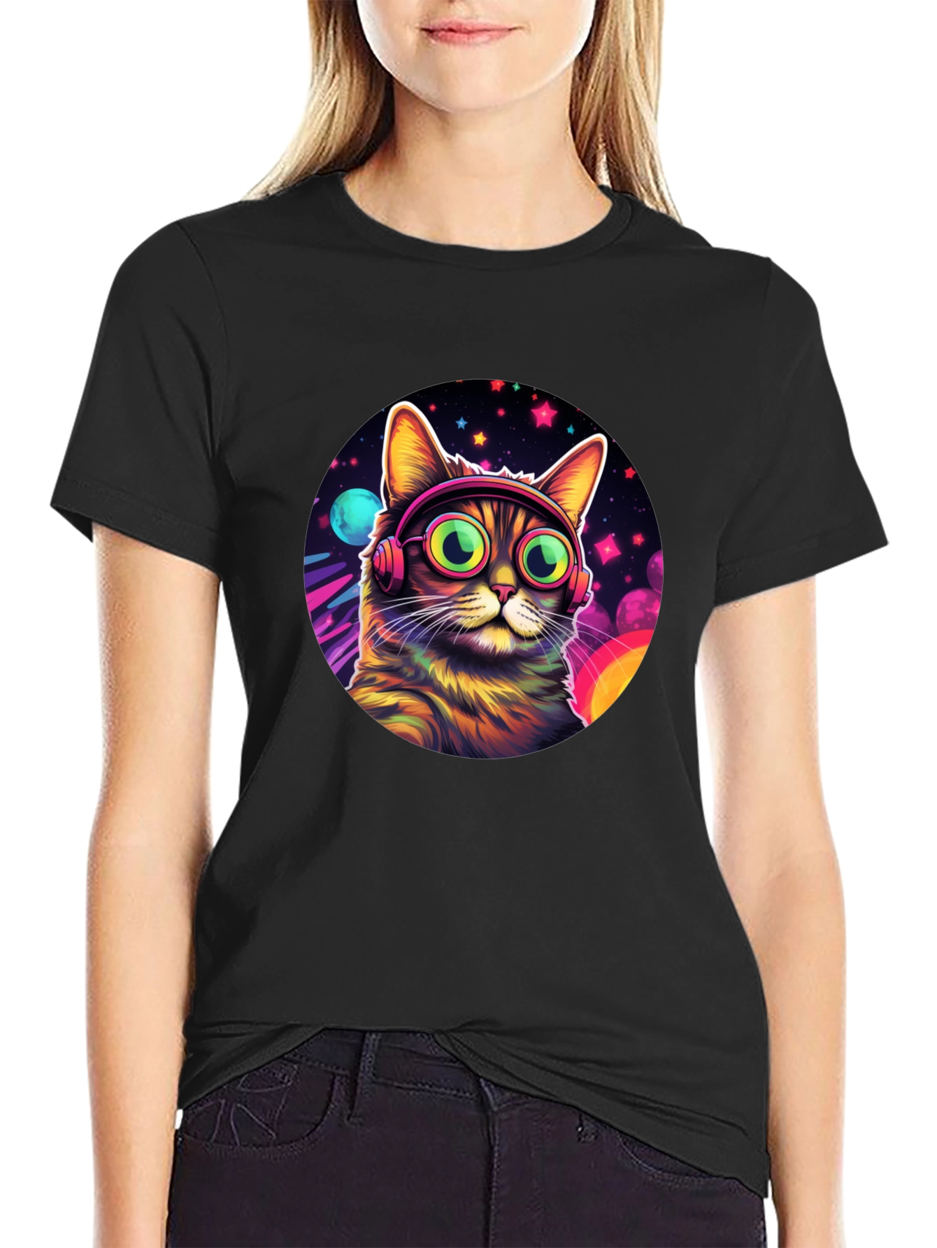 Cosmic Cat Tee - DJ Kitty T-Shirt