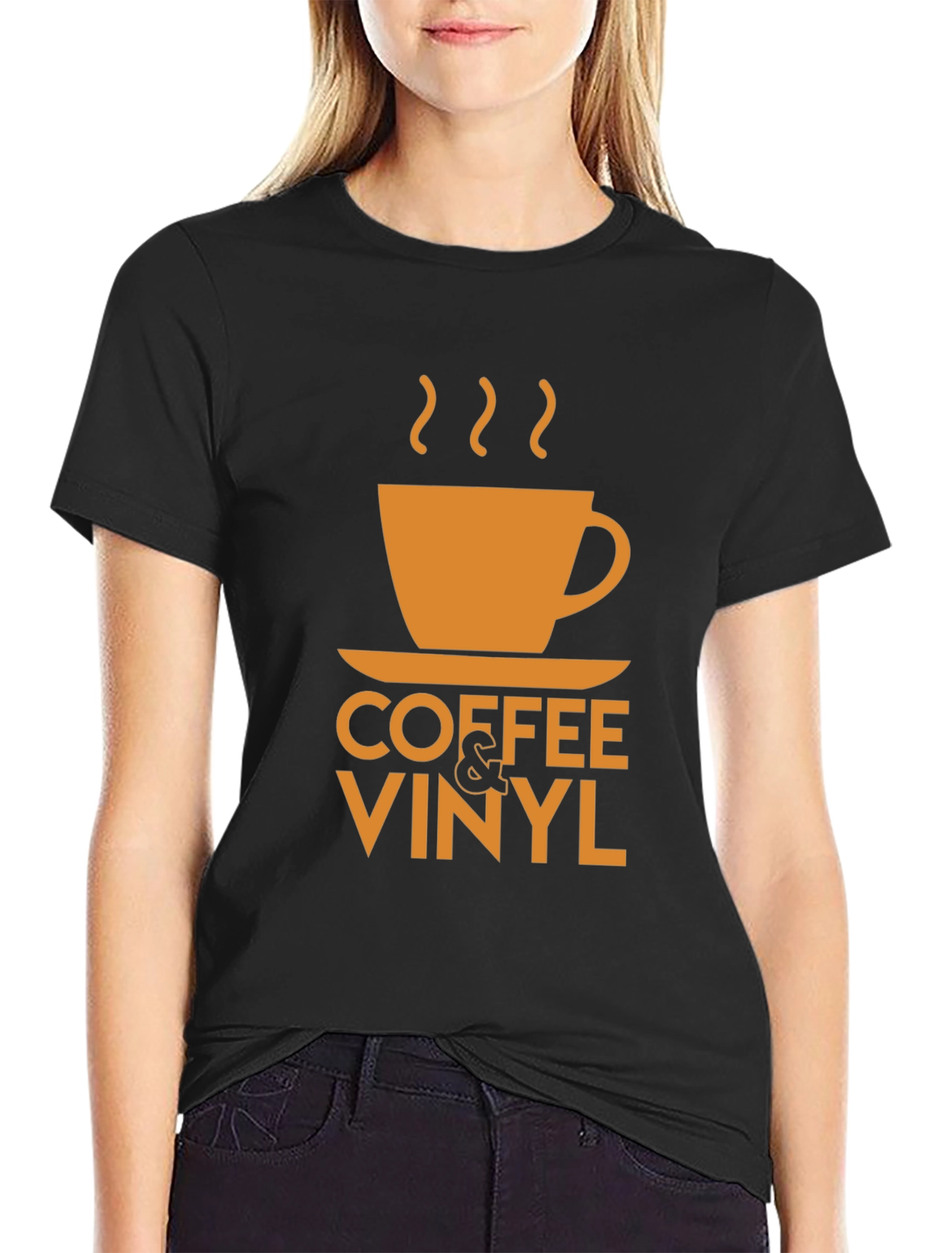 Coffee & Vinyl Graphic Tee - Black