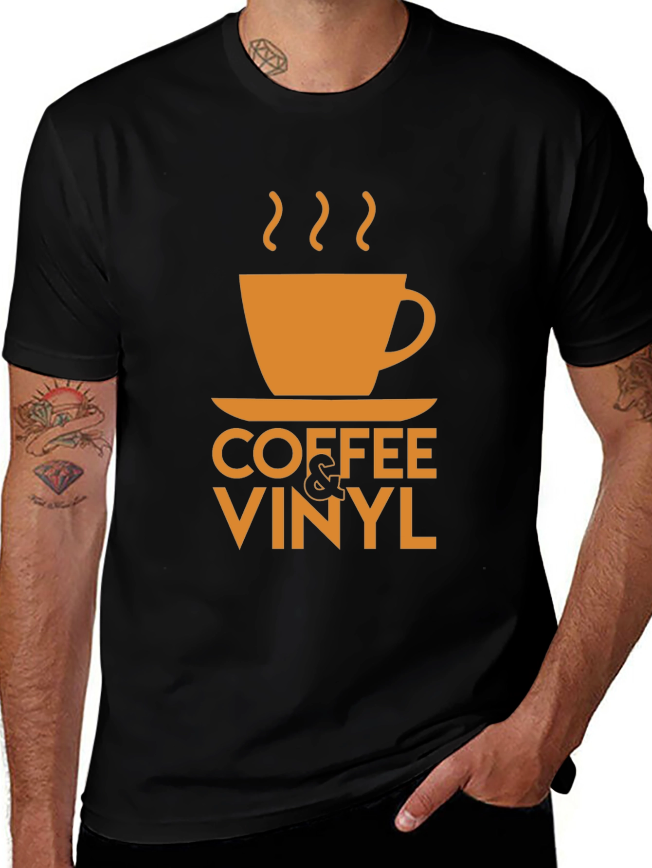 Coffee & Vinyl Graphic Tee - Black