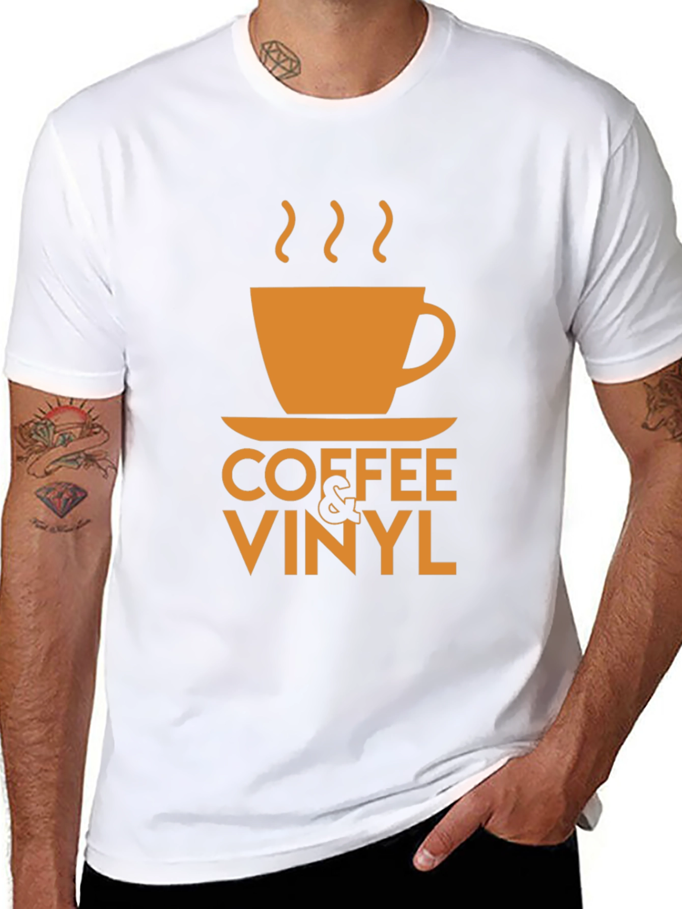 Coffee & Vinyl Graphic Tee - Black