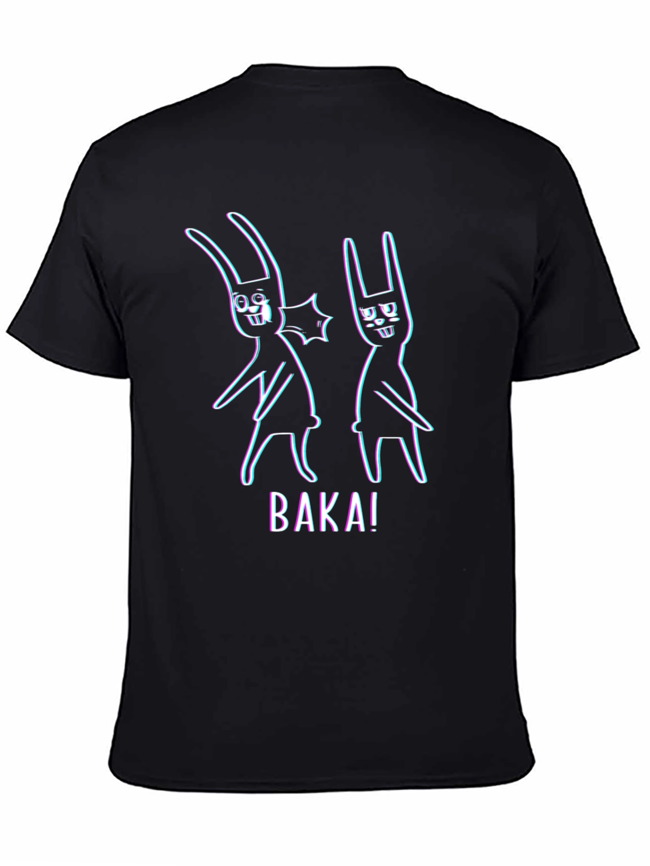 Baka! Anime Bunny Graphic Tee - Black