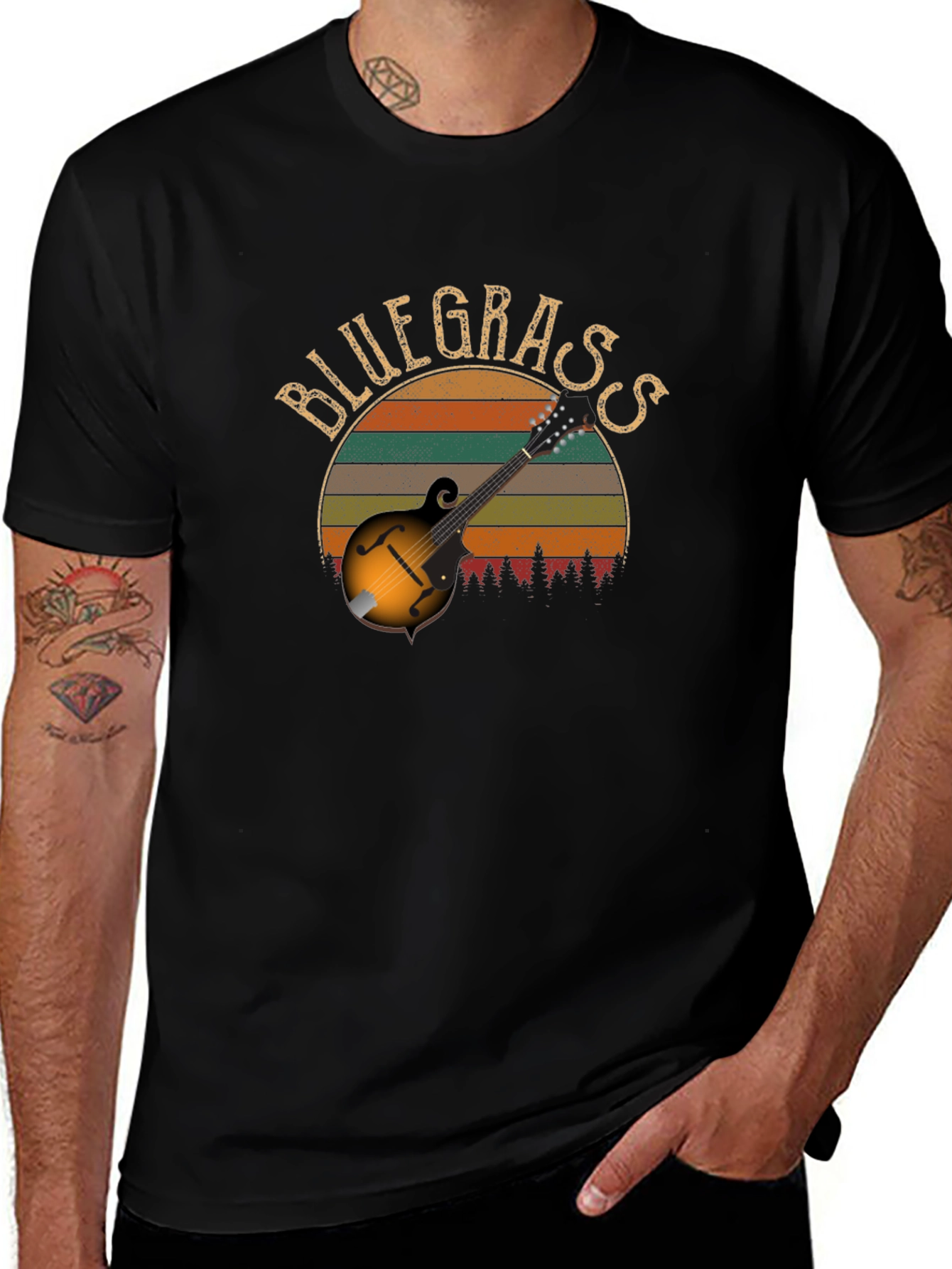 Bluegrass Mandolin Retro Sunset T-Shirt
