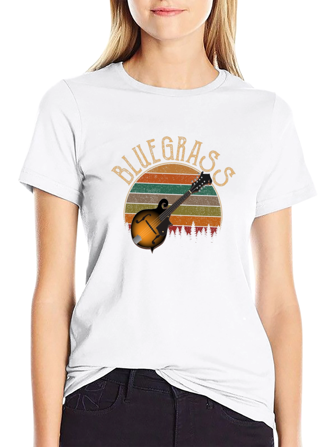 Bluegrass Mandolin Retro Sunset T-Shirt