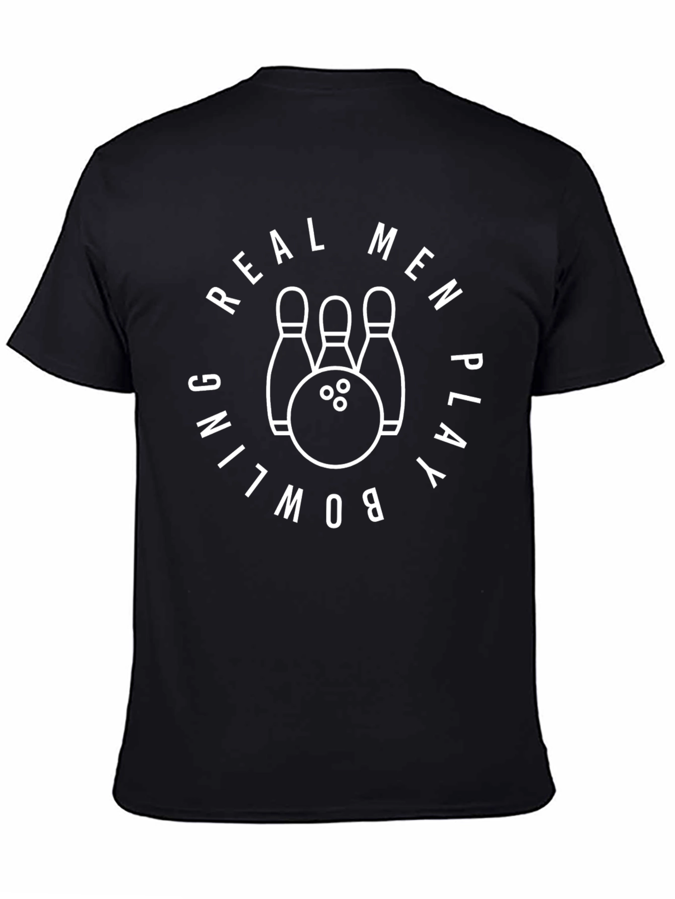 Real Men Play Bowling Graphic Tee - Black