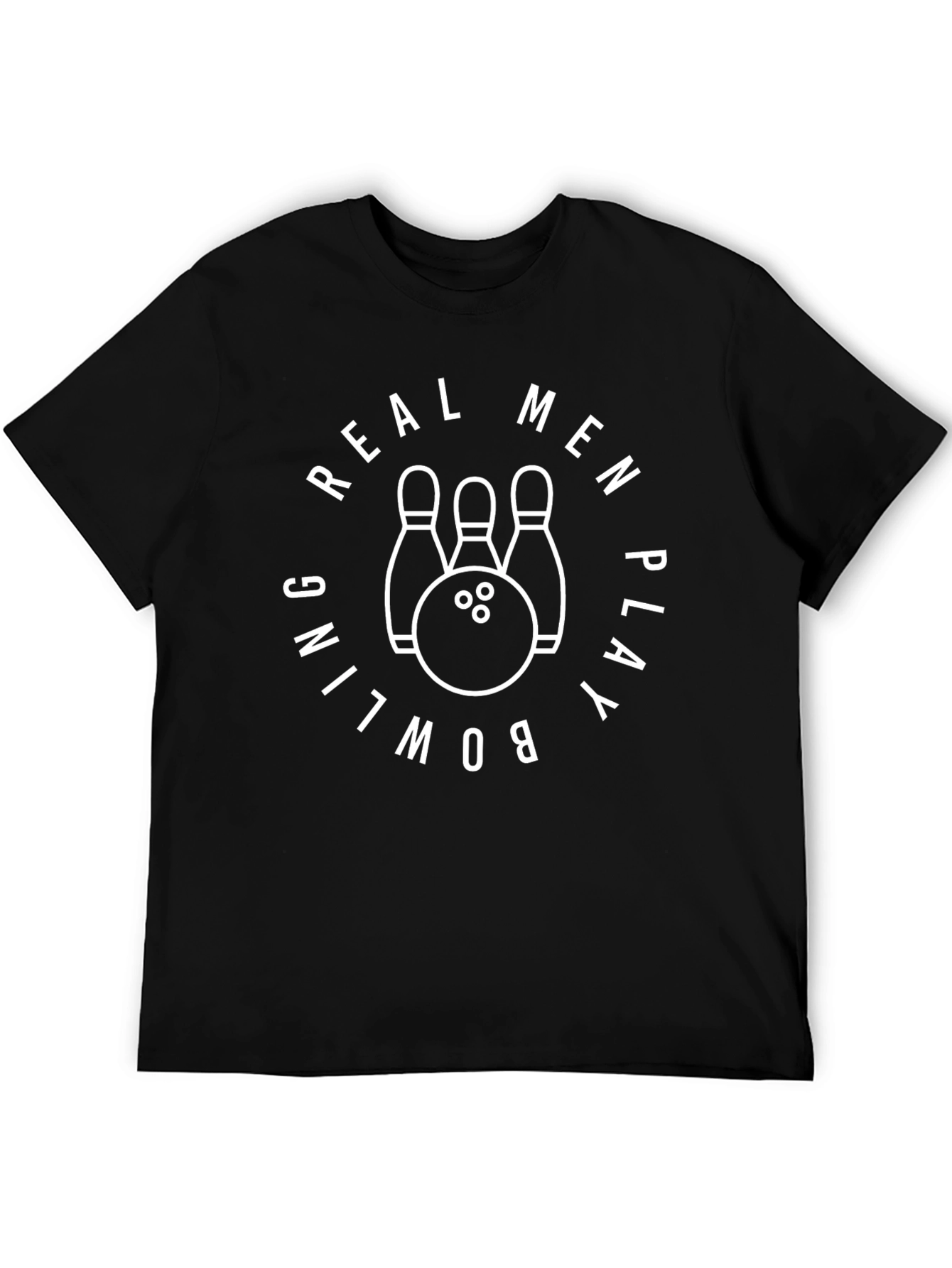 Real Men Play Bowling Graphic Tee - Black