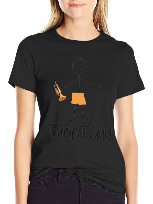 Trumpet Guy Black T-Shirt - Funny Stick Figure Design