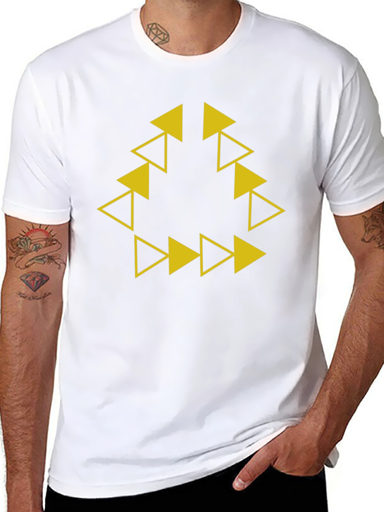Geometric Triangle Arrow Black T-Shirt