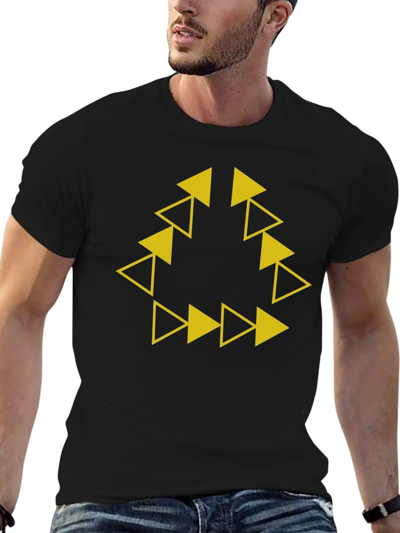 Geometric Triangle Arrow Black T-Shirt