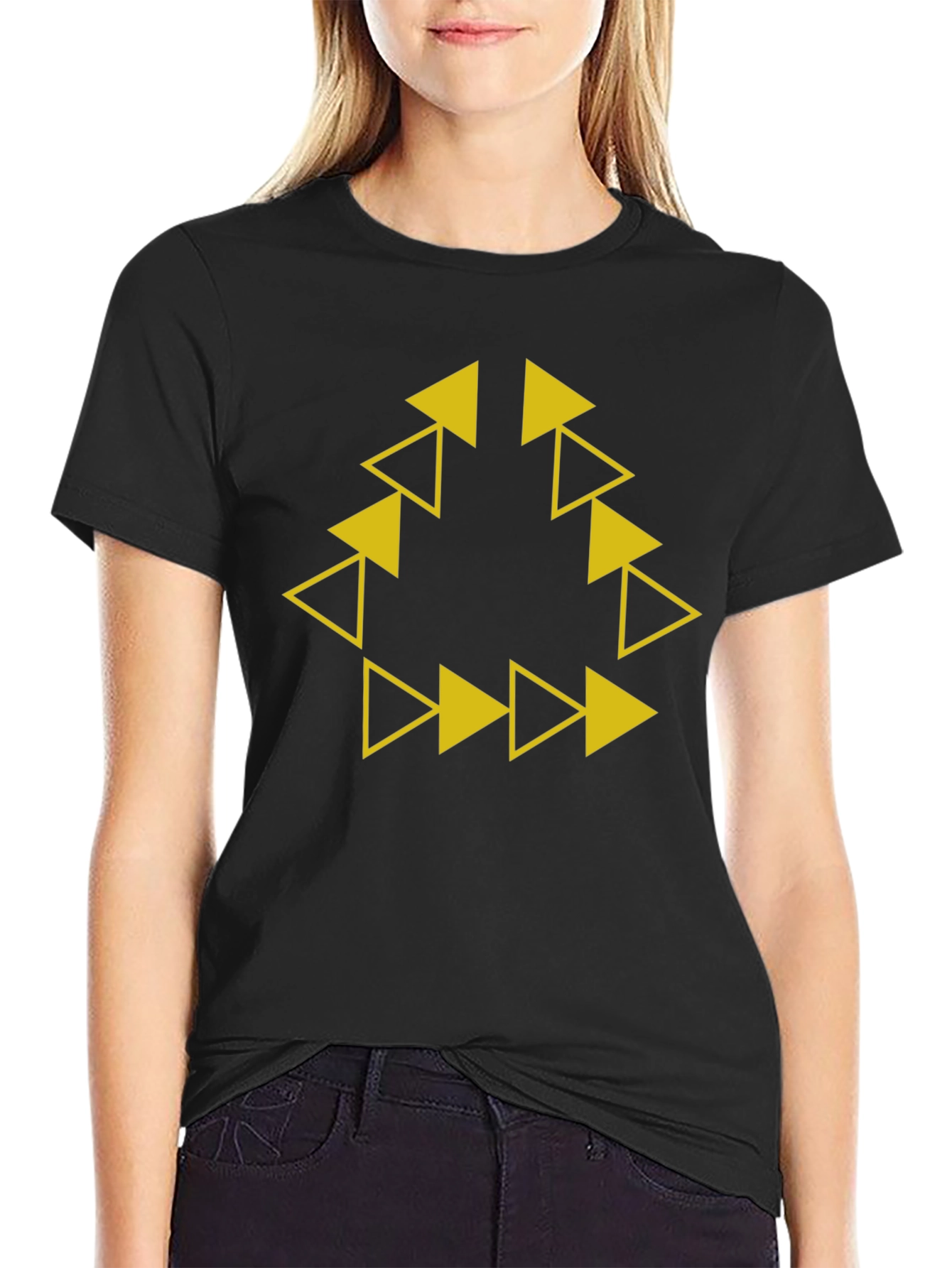 Geometric Triangle Arrow Black T-Shirt