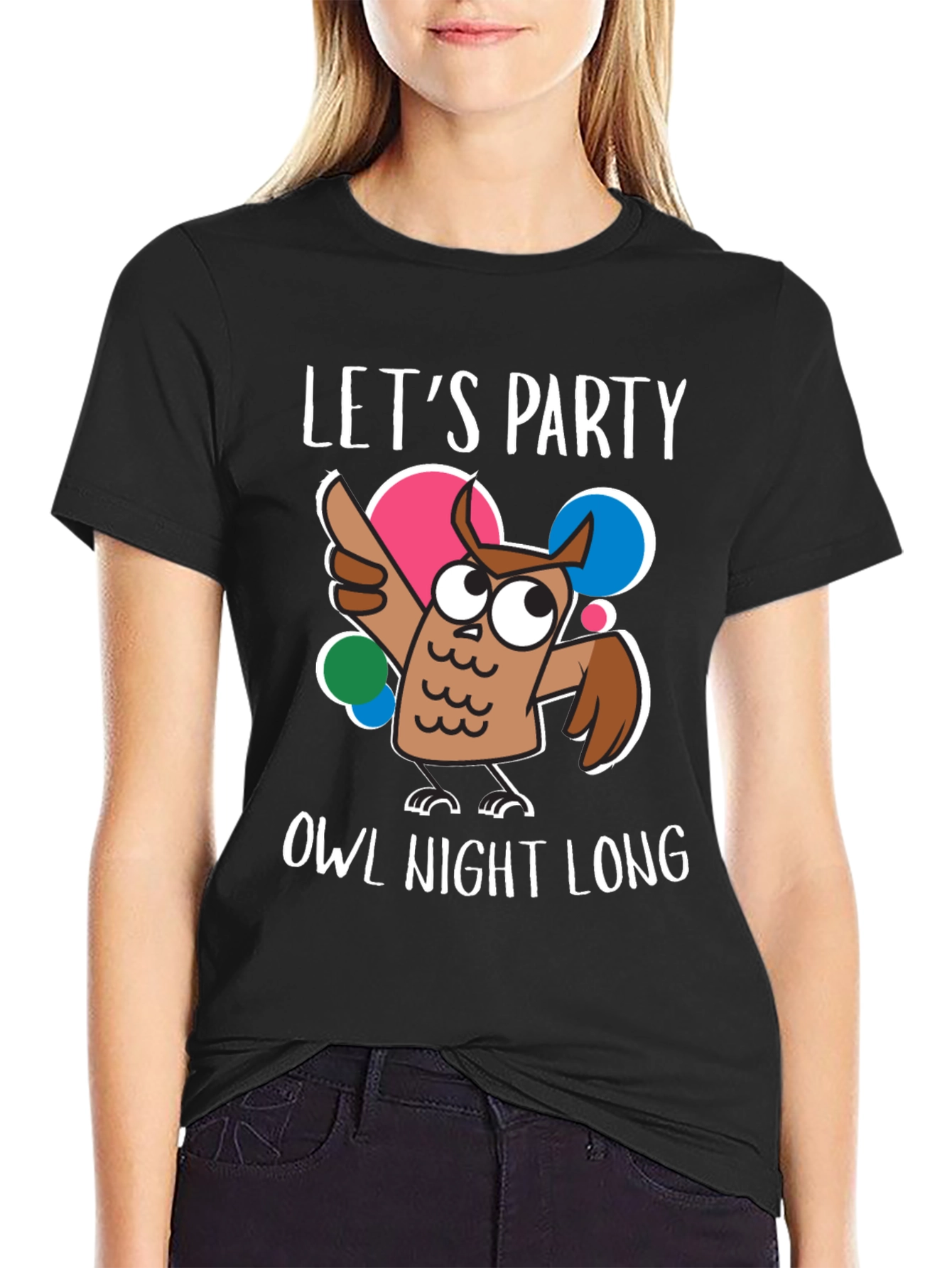 Lets Party Owl Night Long Graphic Tee