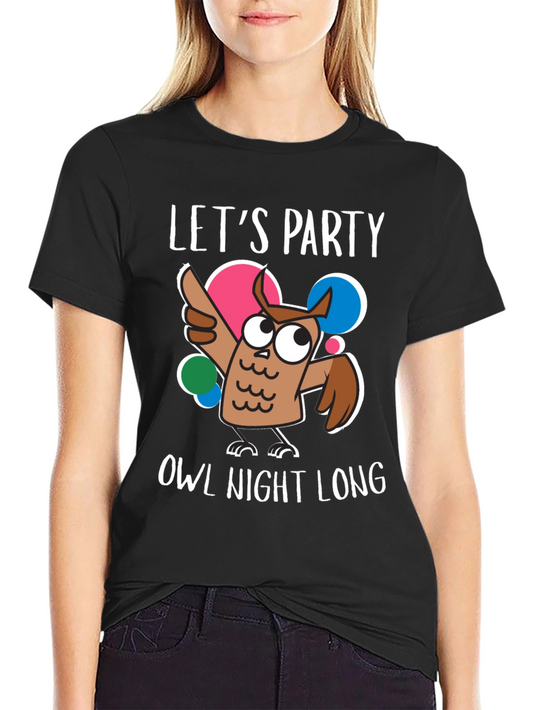 Lets Party Owl Night Long Graphic Tee