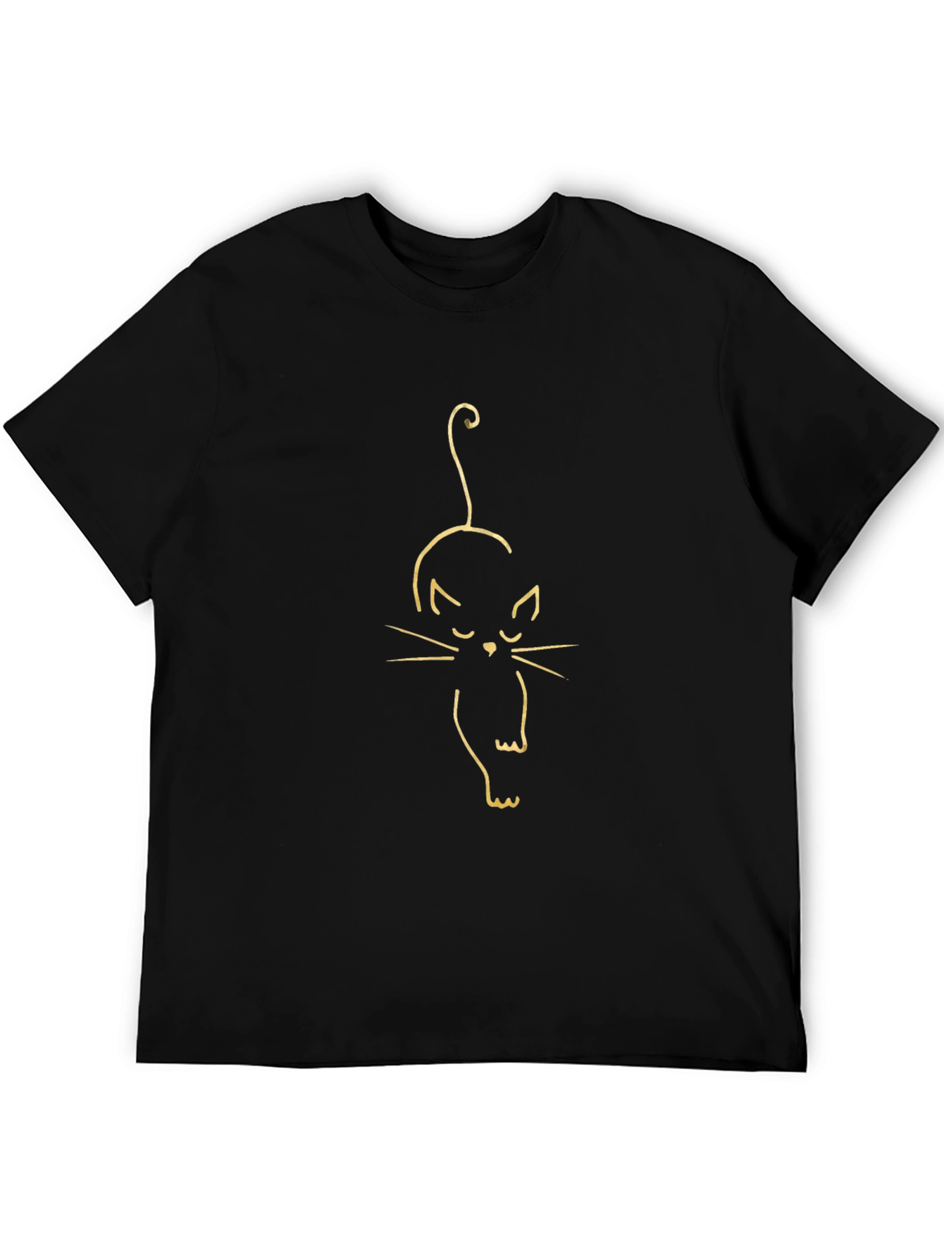 Black T-Shirt with Cat Outline Design