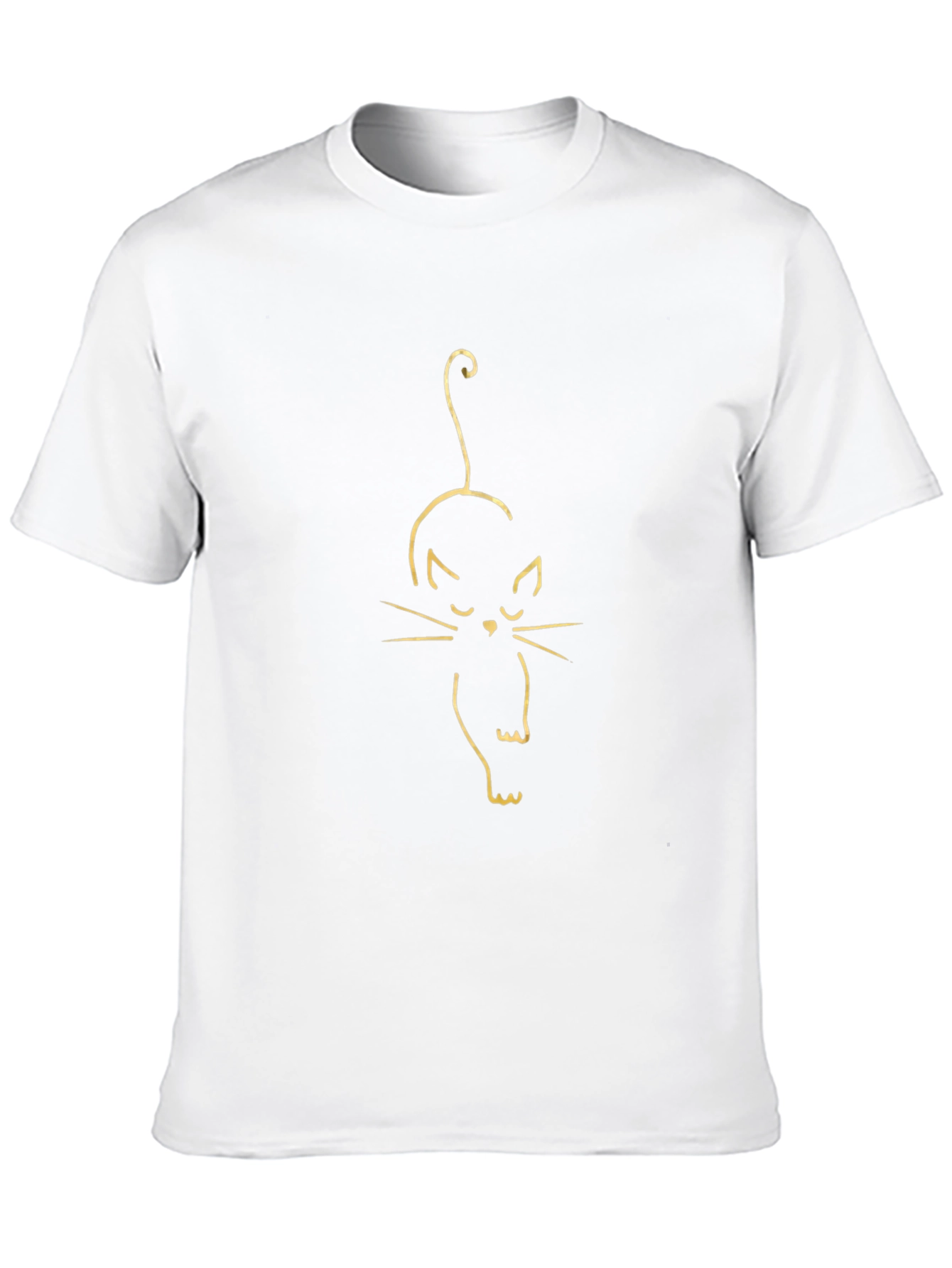 Black T-Shirt with Cat Outline Design