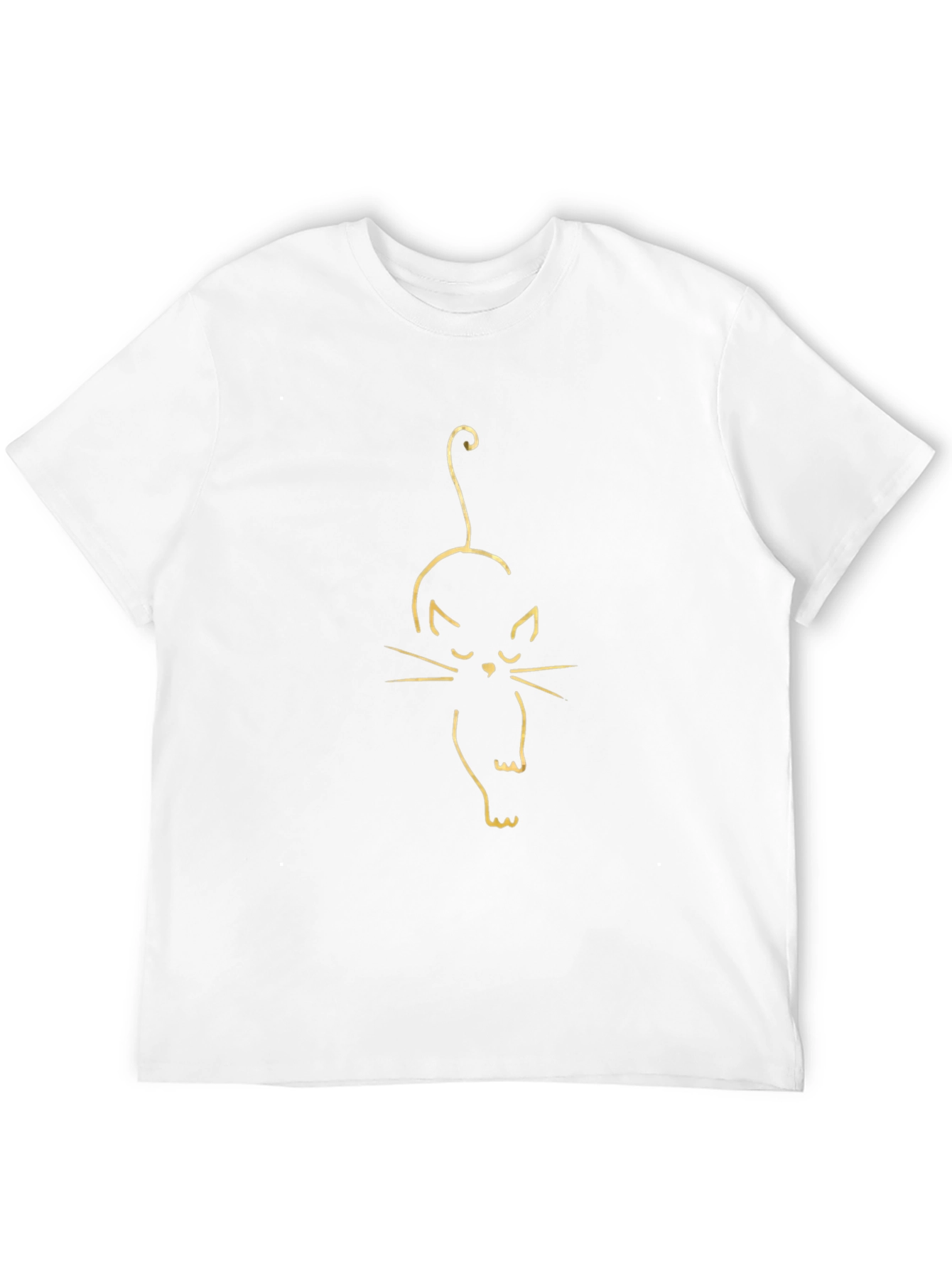 Black T-Shirt with Cat Outline Design