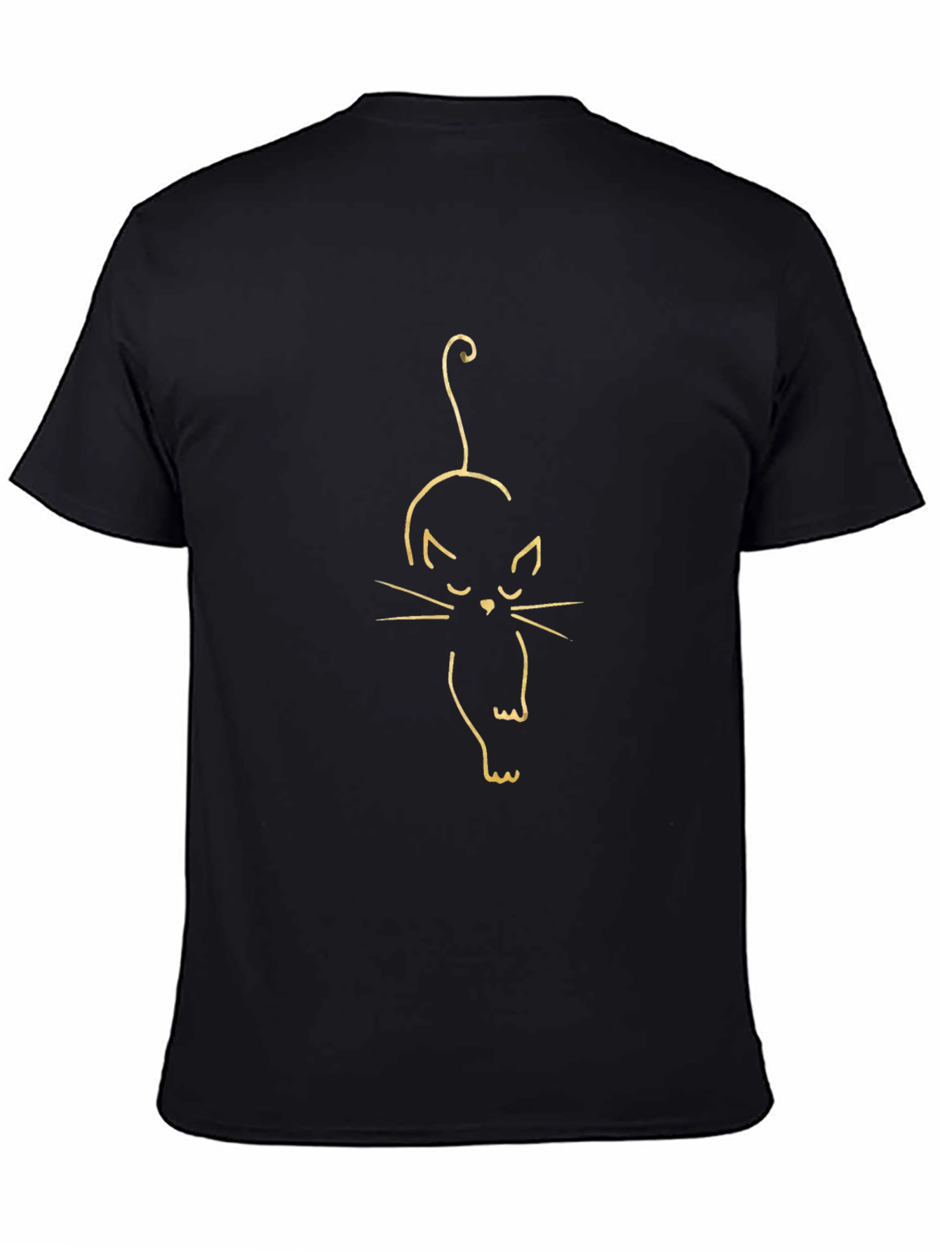 Black T-Shirt with Cat Outline Design
