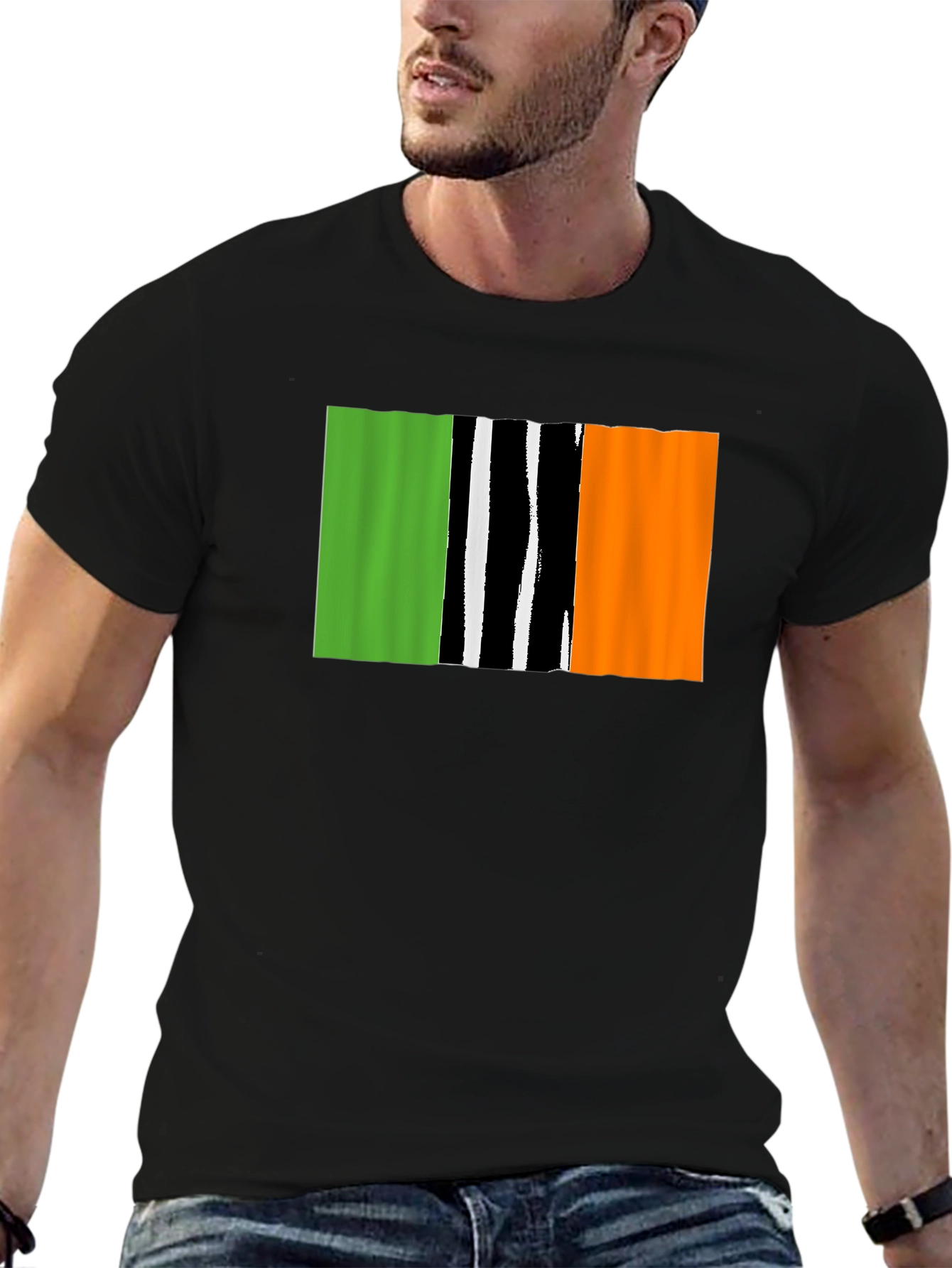 Irish Flag T-Shirt - Black Crew Neck Tee