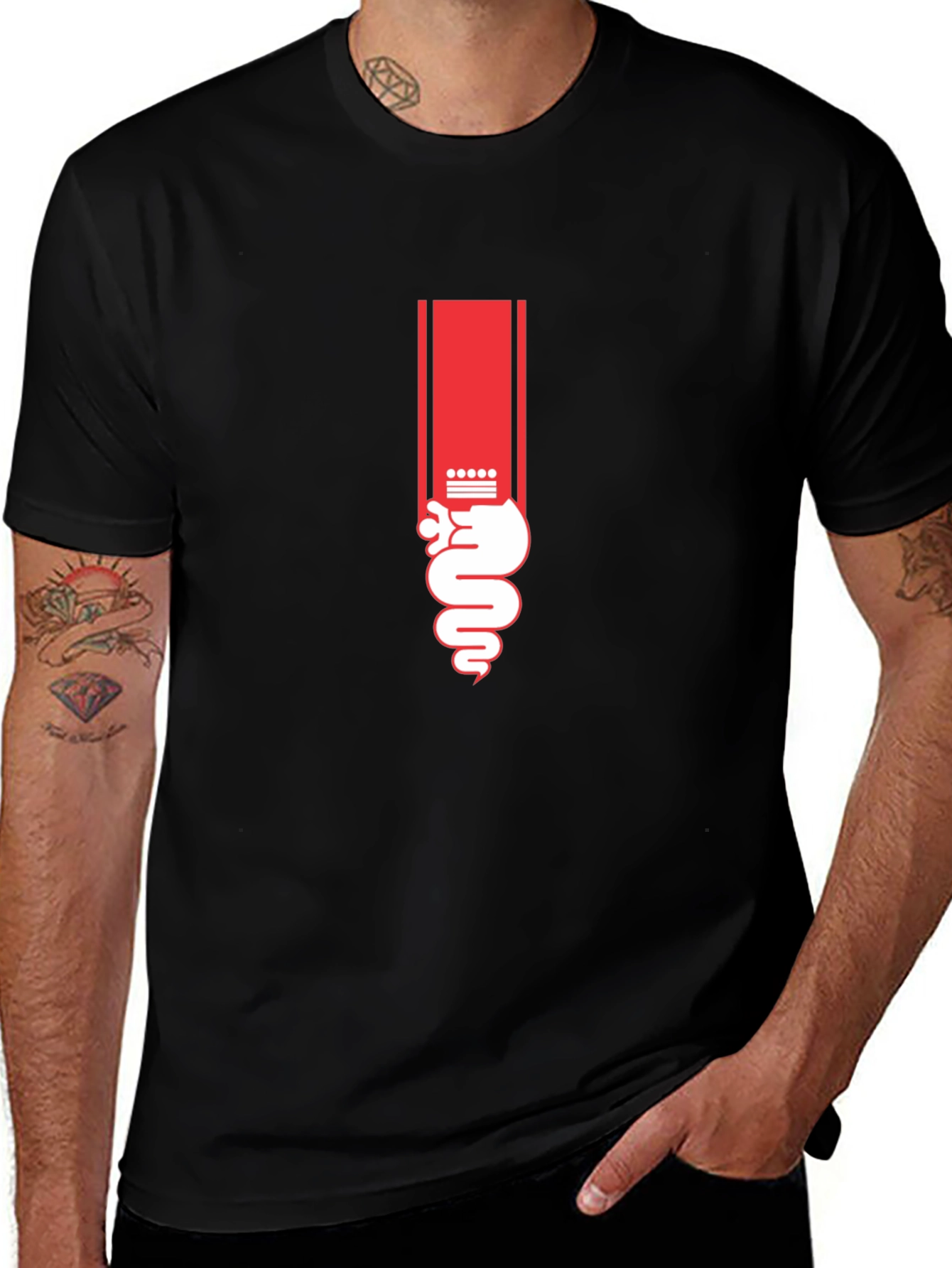 Serpent Graphic Tee - Stylish Black Cotton T-Shirt