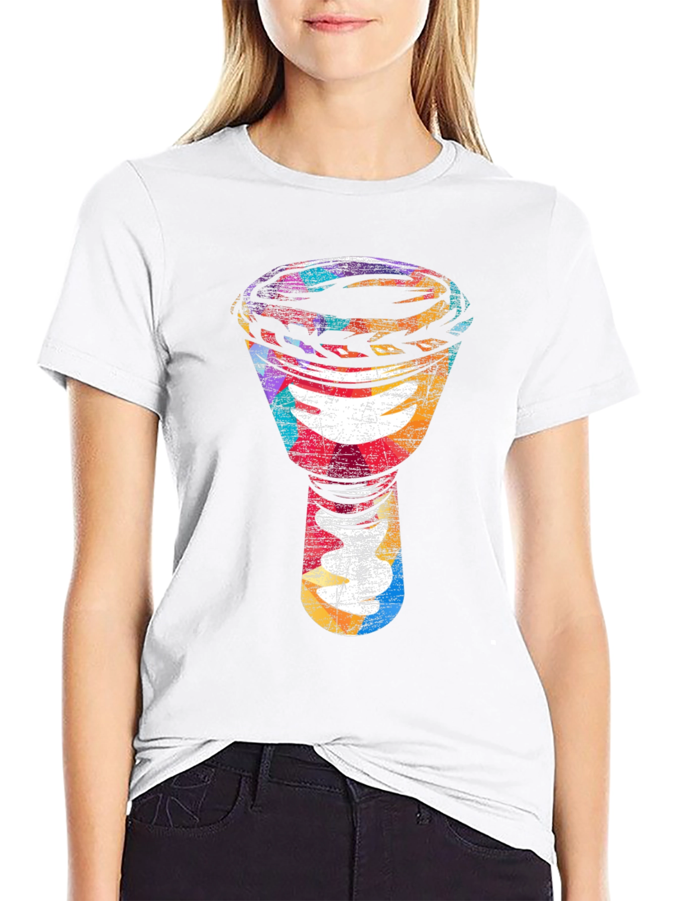 Abstract Djembe Drum Graphic Tee - Black