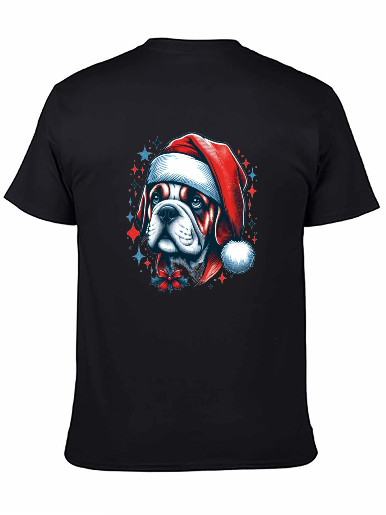 Bulldog Santa Hat Graphic Tee