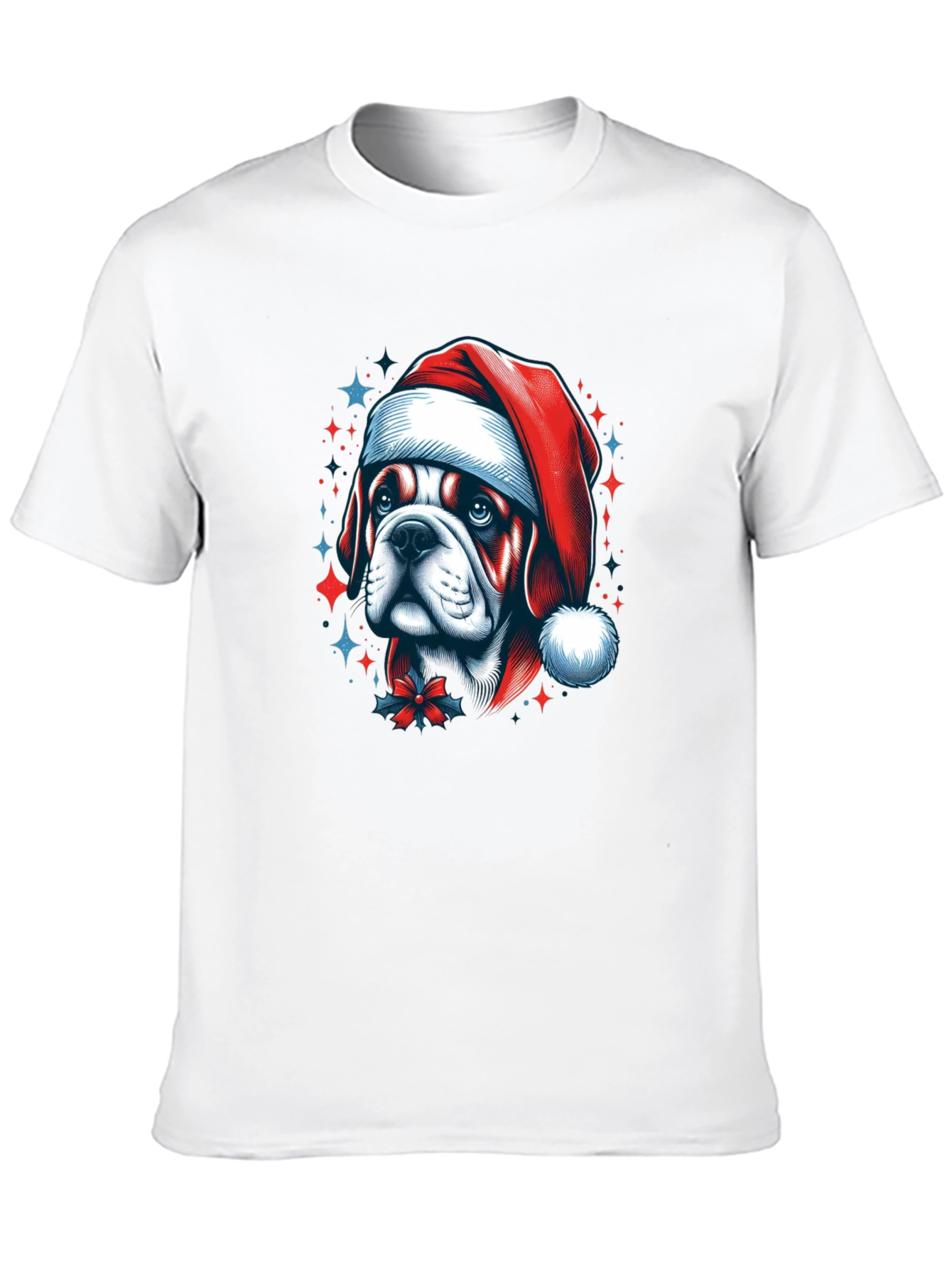 Bulldog Santa Hat Graphic Tee