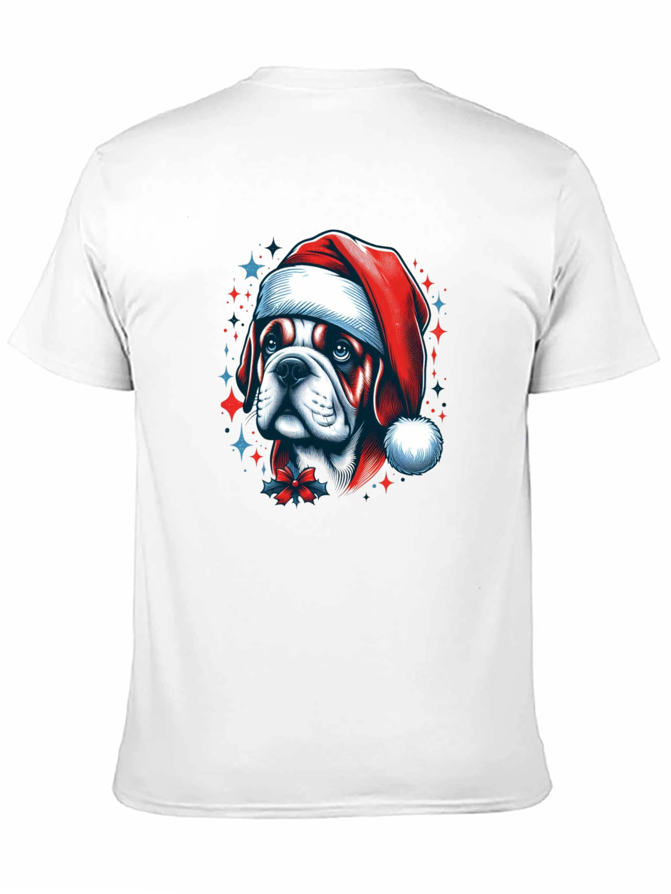 Bulldog Santa Hat Graphic Tee