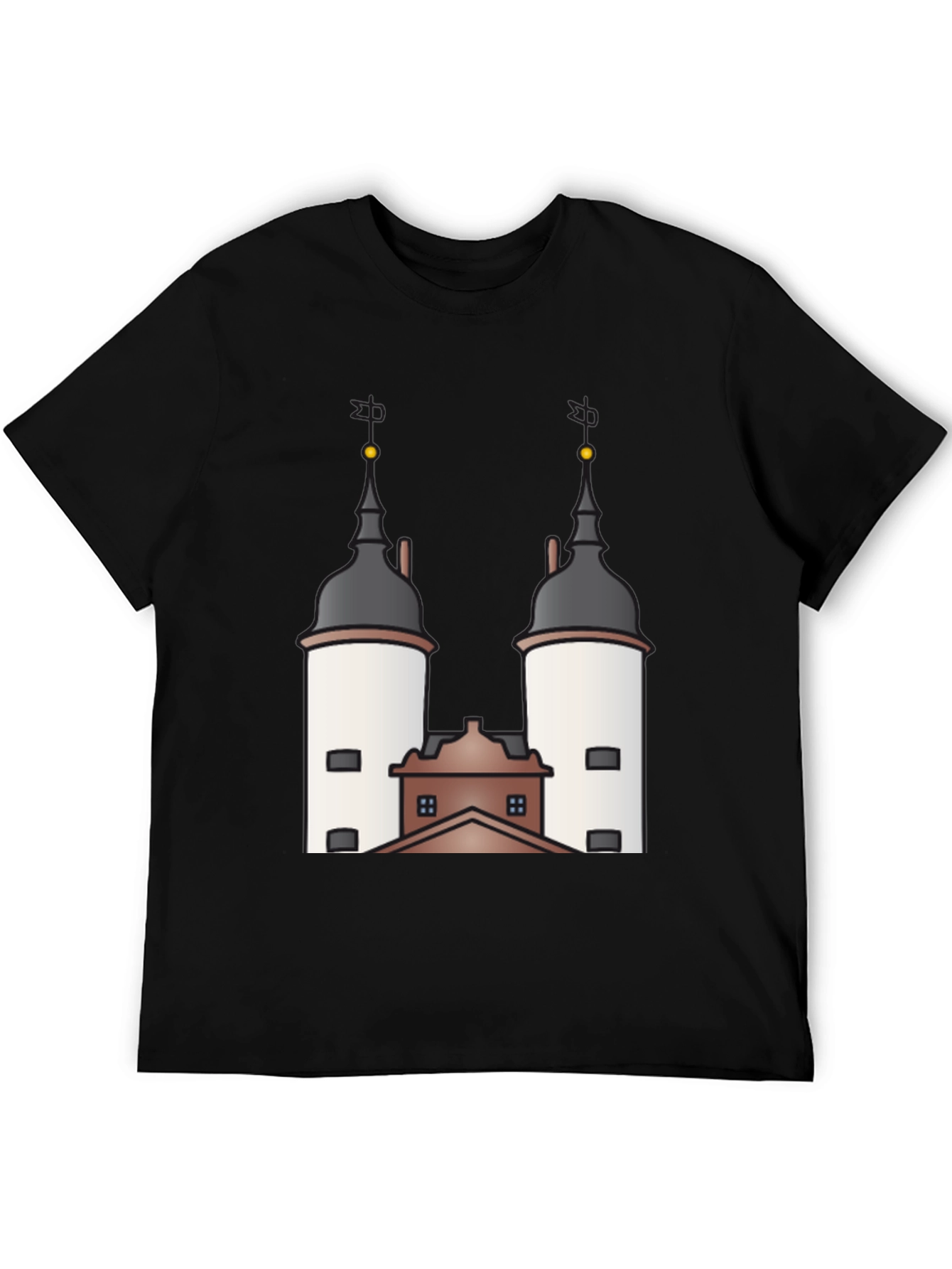 Unique Tower Graphic Black T-Shirt