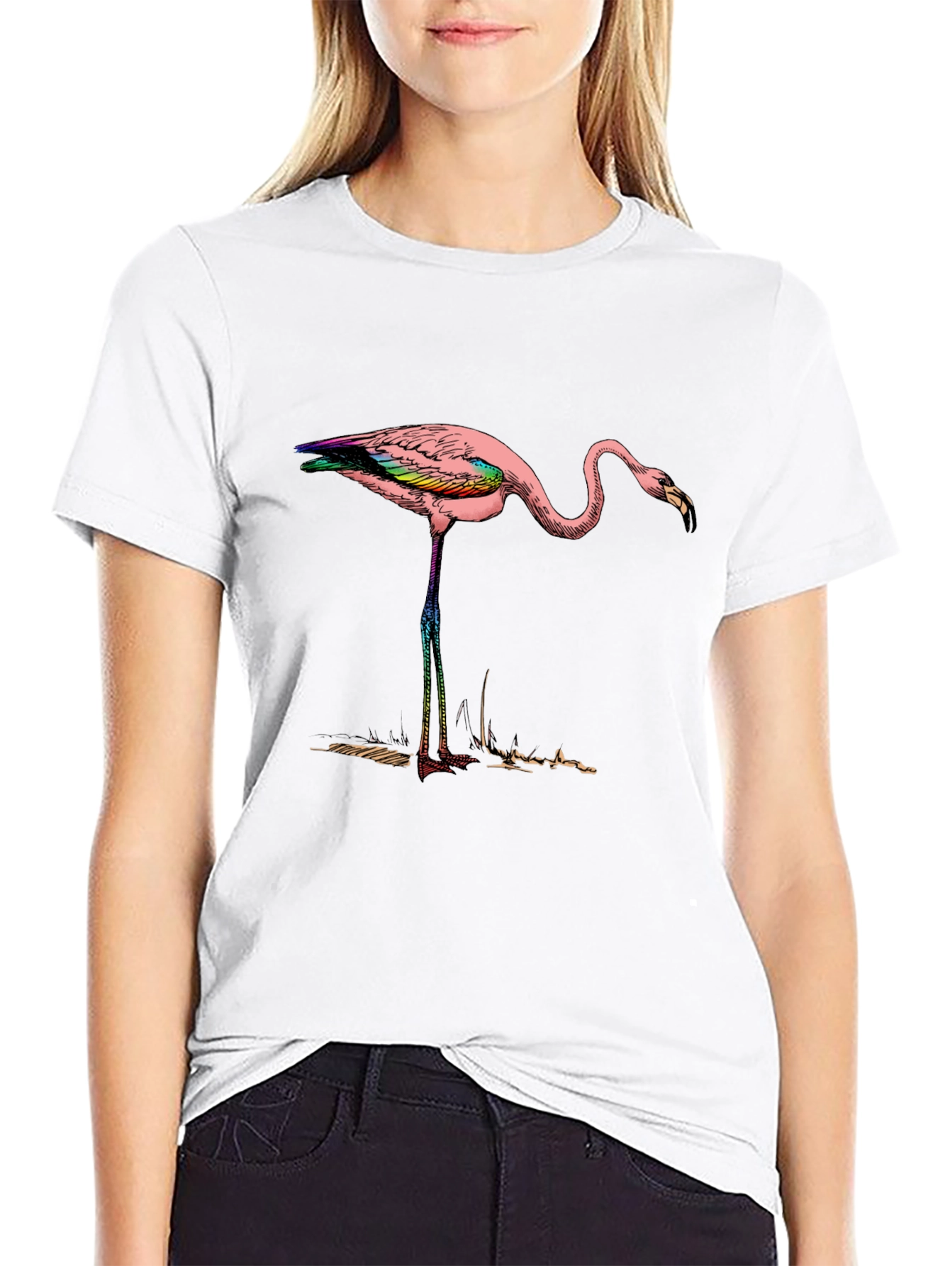 Flamingo Graphic Tee - Mens Black Cotton Shirt