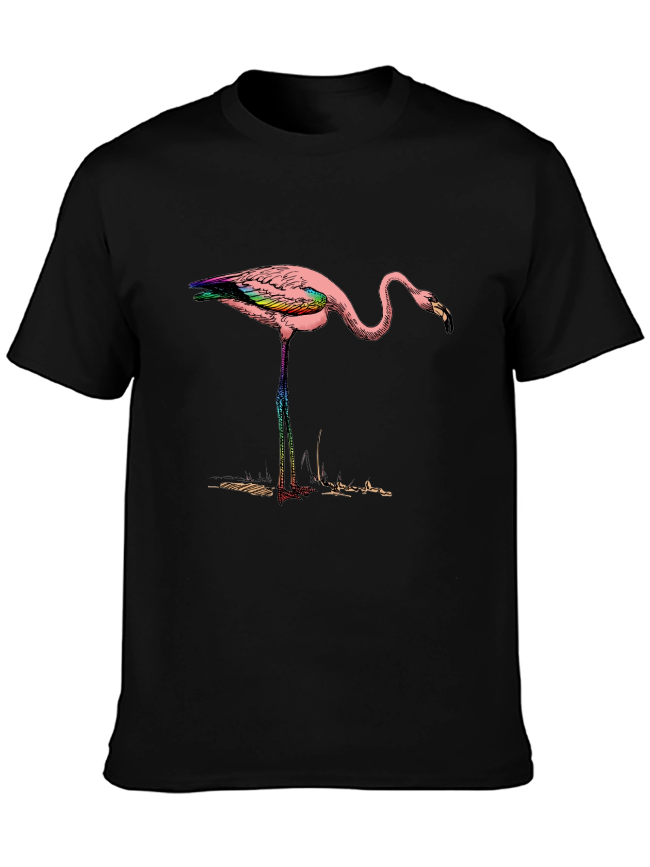 Flamingo Graphic Tee - Mens Black Cotton Shirt
