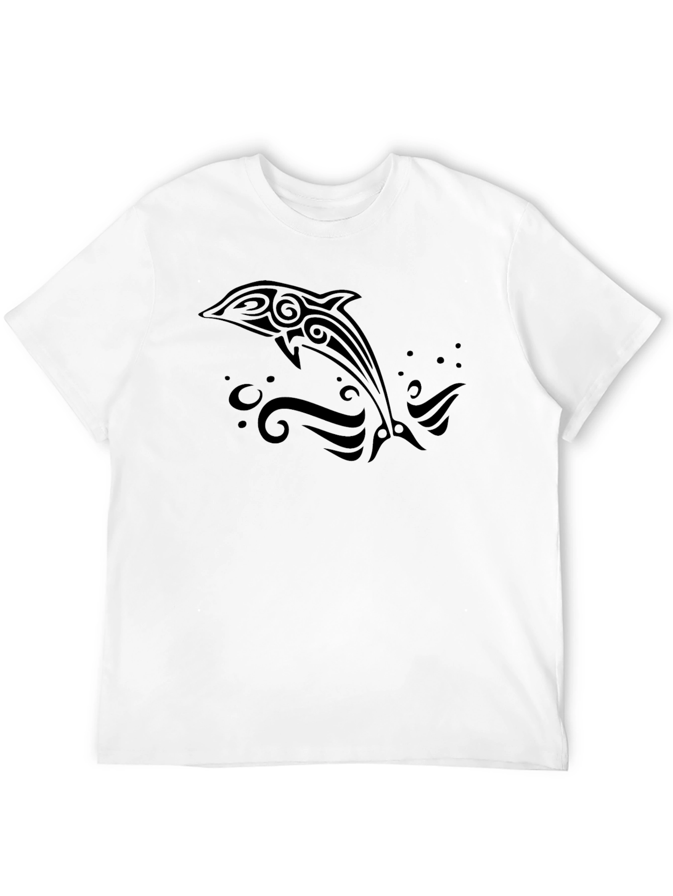 Tribal Dolphin Graphic Tee - Black Short Sleeve