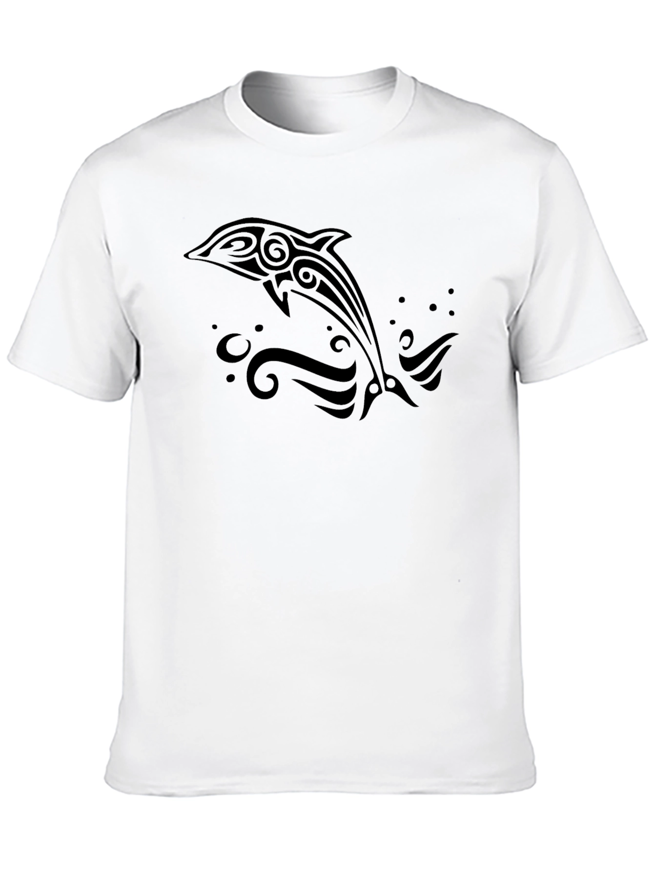 Tribal Dolphin Graphic Tee - Black Short Sleeve