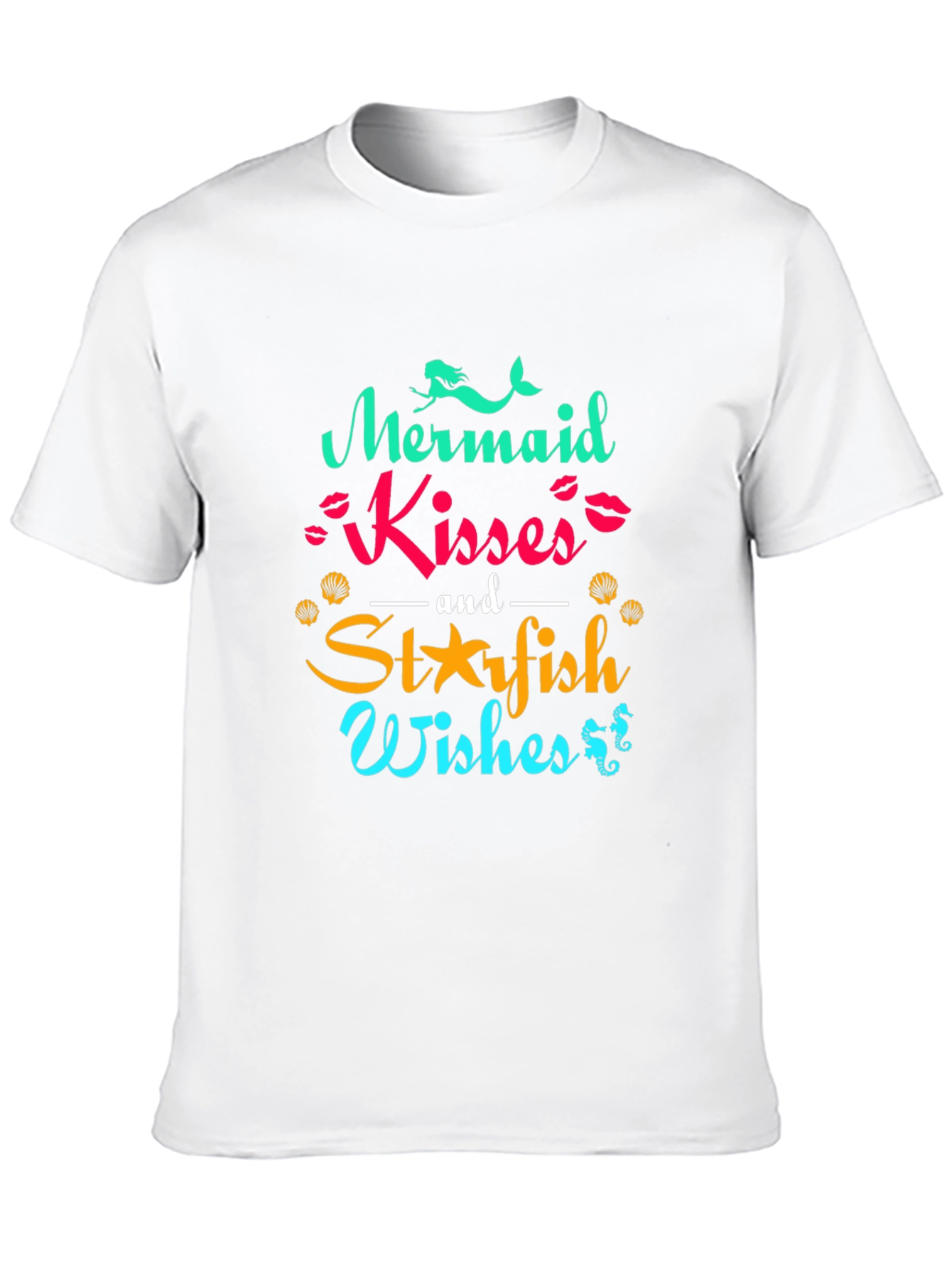 Mermaid Kisses & Starfish Wishes Black T-Shirt