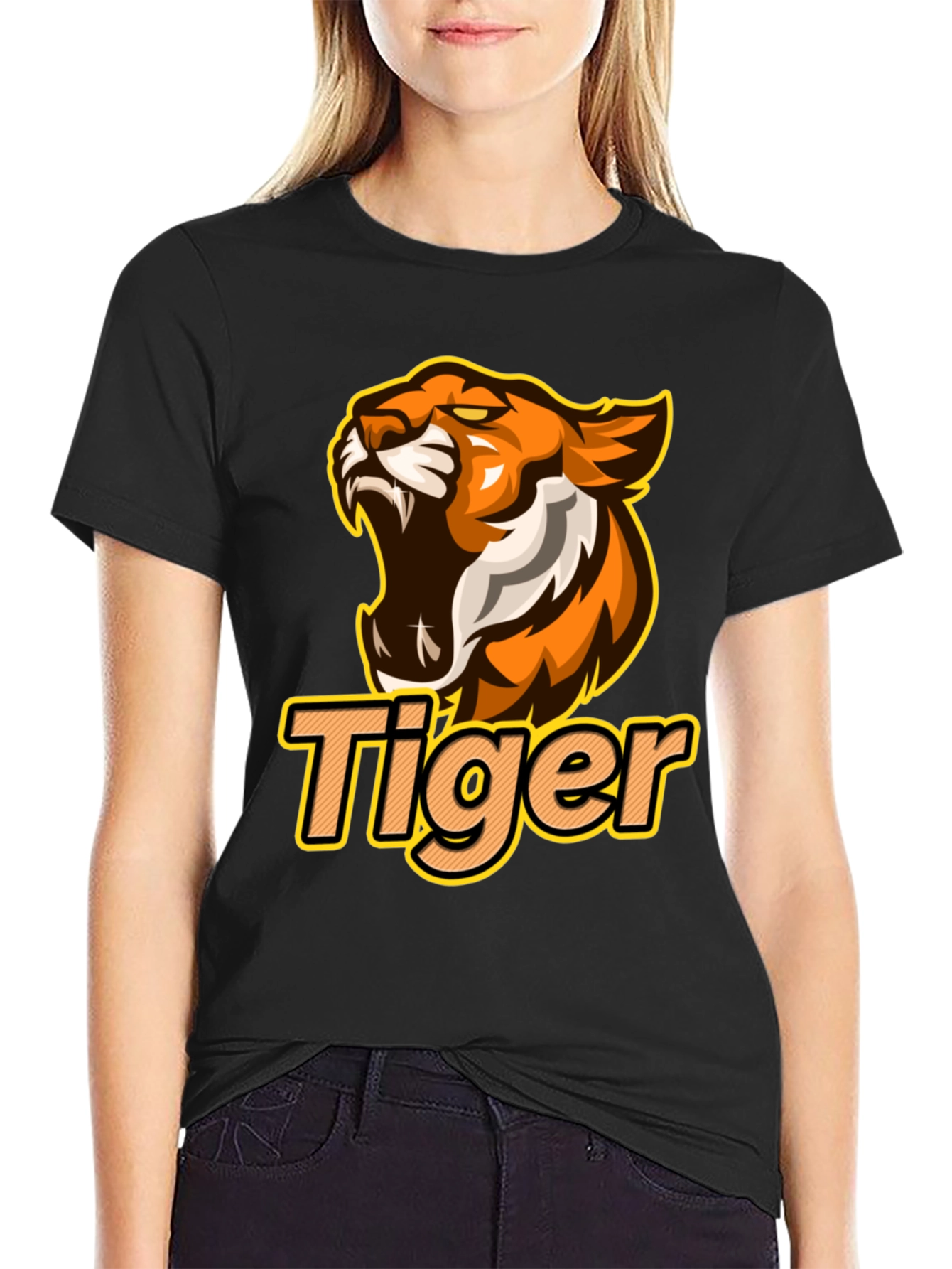 Tiger Graphic Black T-Shirt - Bold Design