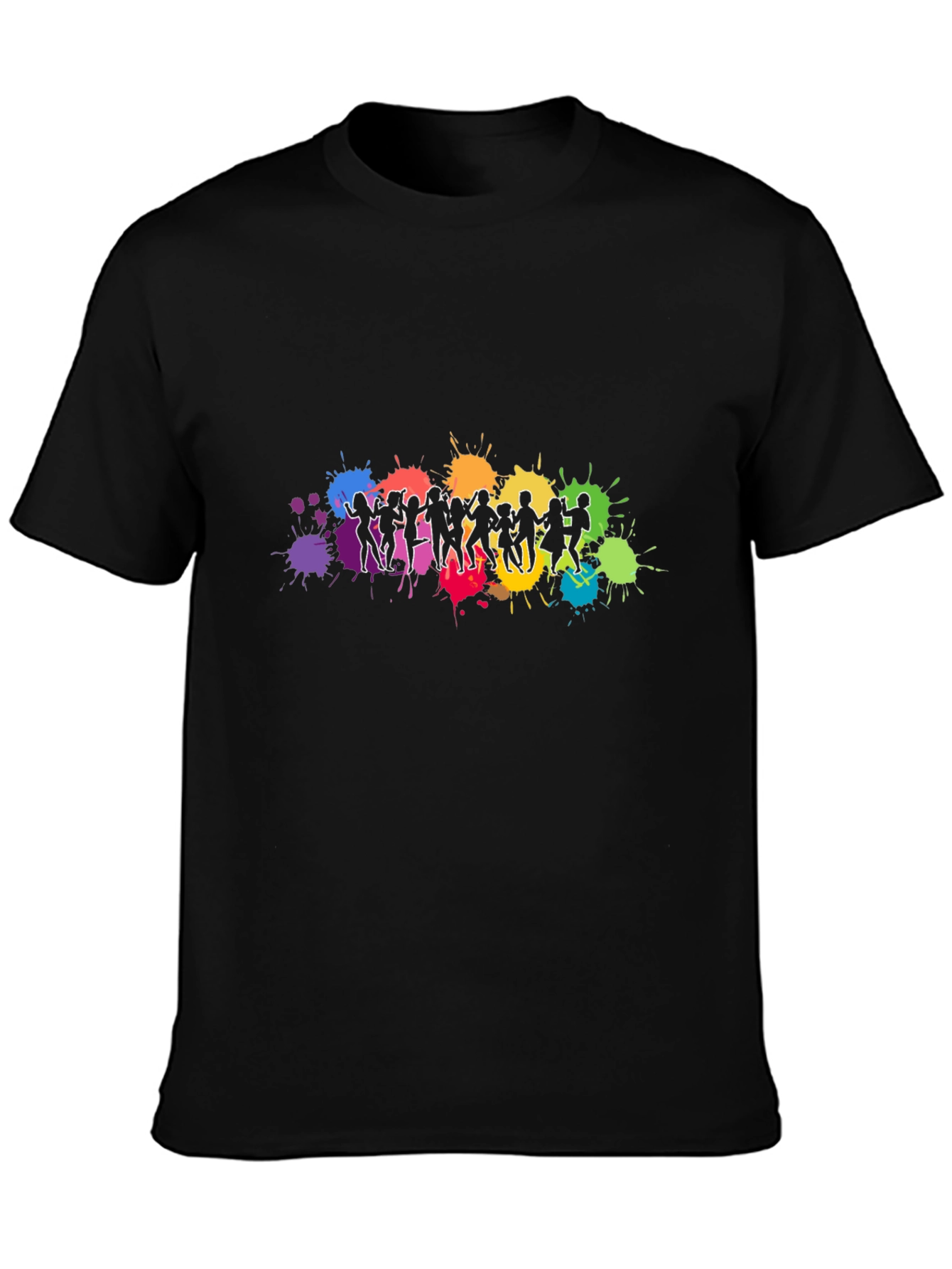 Vibrant Dancing Silhouettes Graphic Black T-Shirt