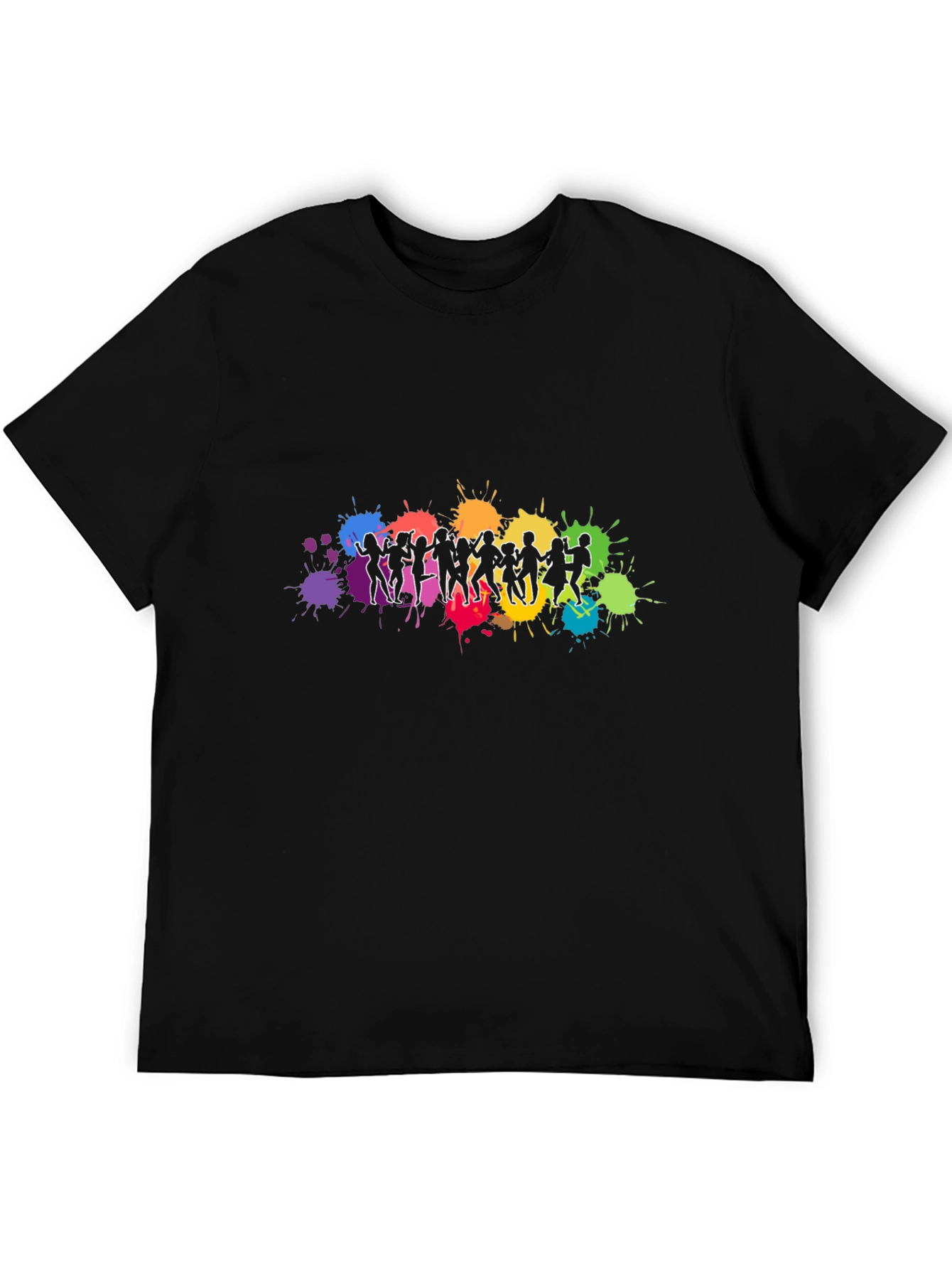 Vibrant Dancing Silhouettes Graphic Black T-Shirt
