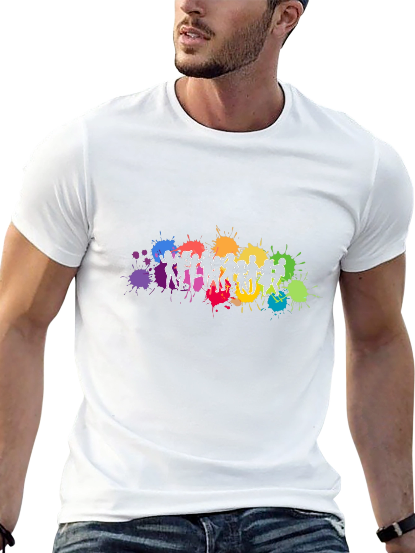 Vibrant Dancing Silhouettes Graphic Black T-Shirt