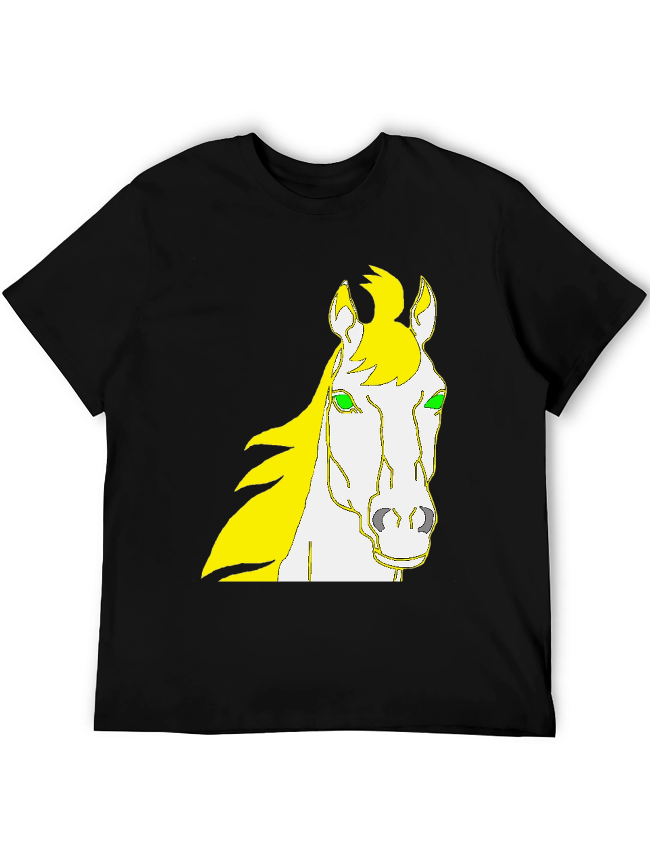 Horse Graphic Tee - Black Cotton Shirt
