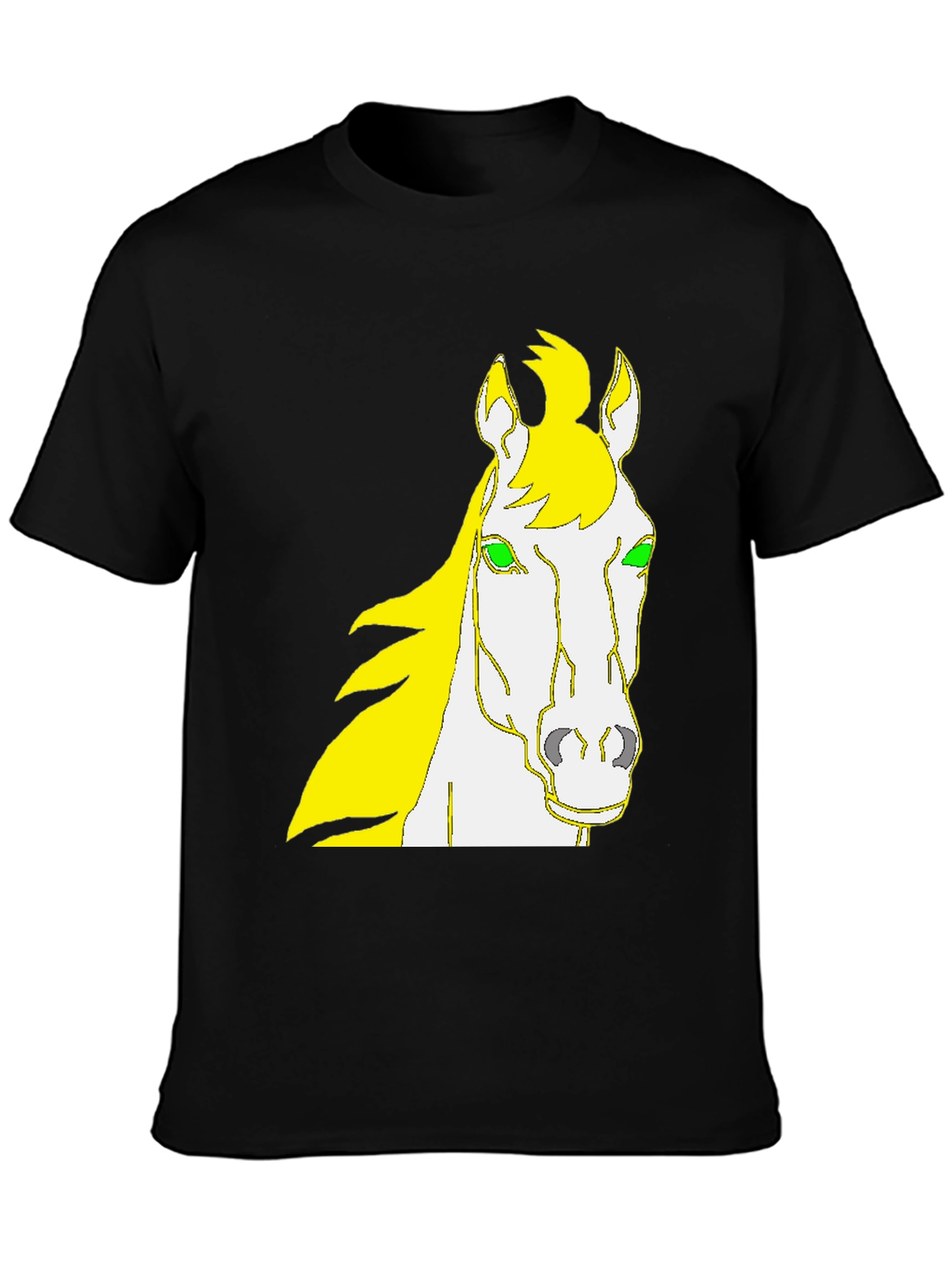 Horse Graphic Tee - Black Cotton Shirt