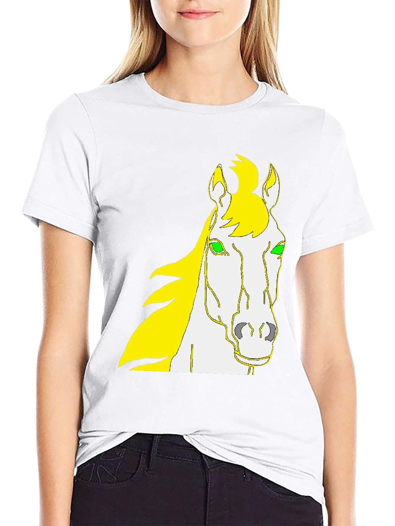 Horse Graphic Tee - Black Cotton Shirt