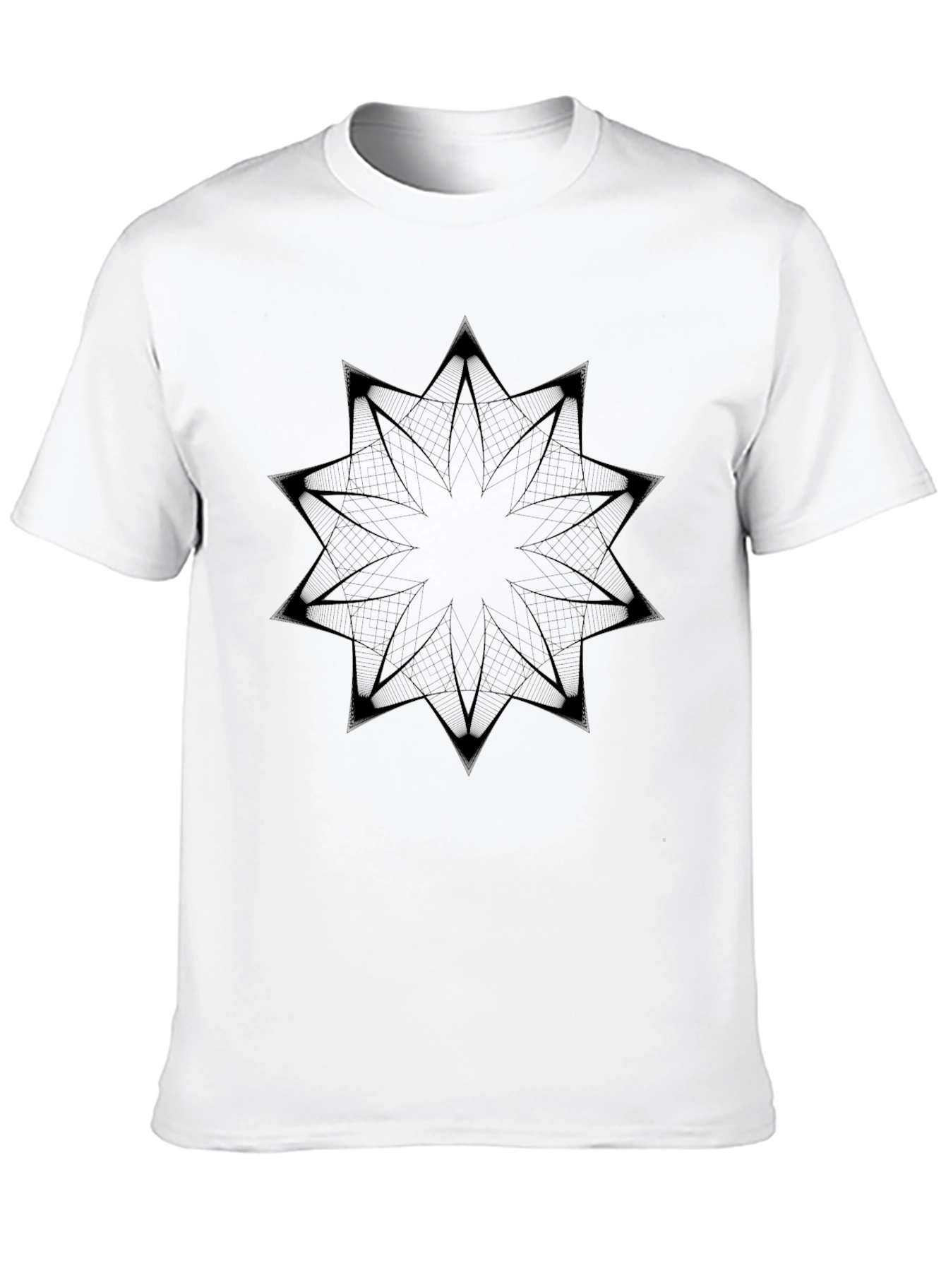 Geometric Mandala Graphic Tee - Soft Black Cotton