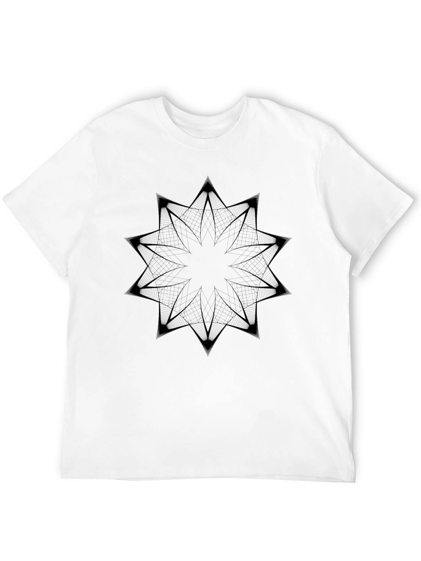 Geometric Mandala Graphic Tee - Soft Black Cotton
