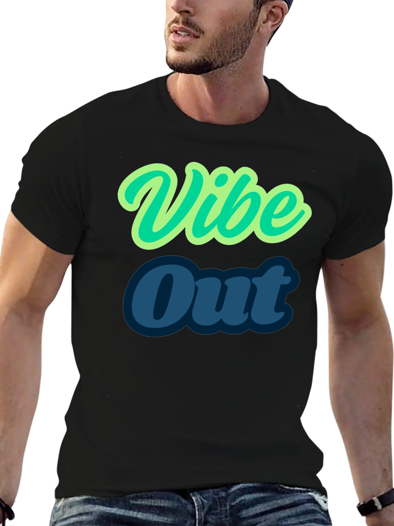 Vibe Out Black T-Shirt | Stylish Casual Tee
