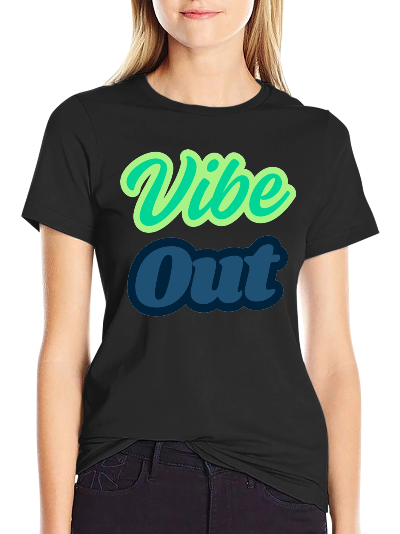 Vibe Out Black T-Shirt | Stylish Casual Tee
