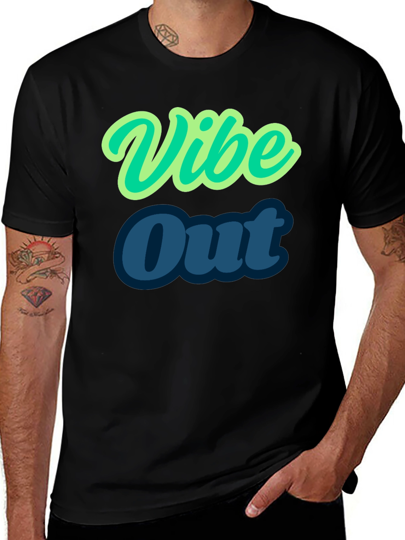 Vibe Out Black T-Shirt | Stylish Casual Tee